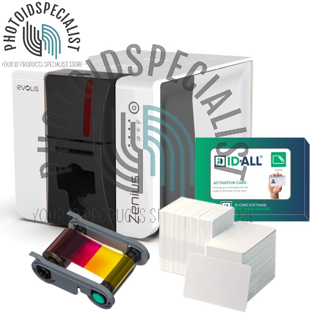 Evolis Zenius 2 Classic Single Side Complete Photo ID Card Printer Bundle
