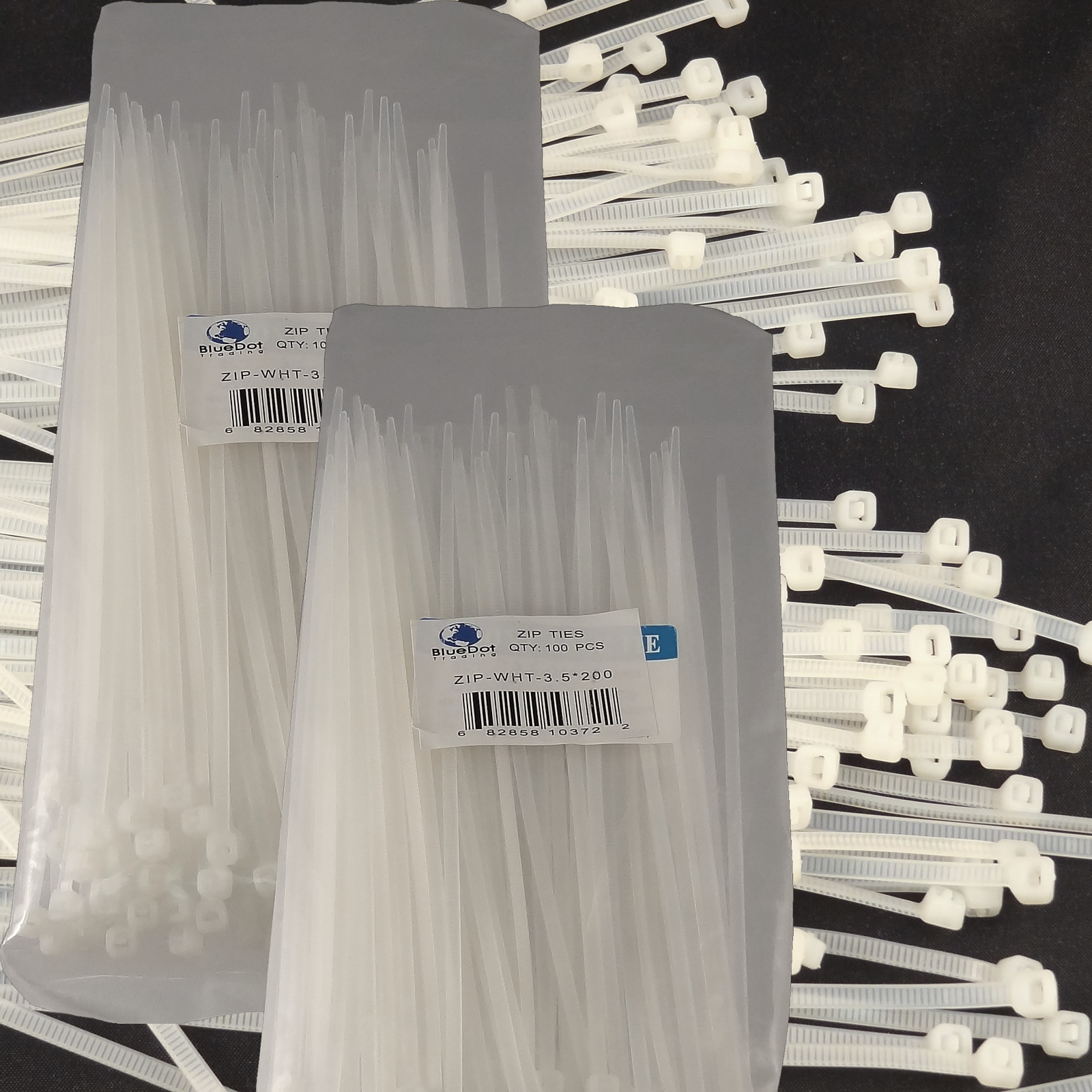 NEW WHITE 200 PCS. 8 INCH ZIP TIES NYLON 40 LBS UV WEATHER RESISTANT WIRE CABLE