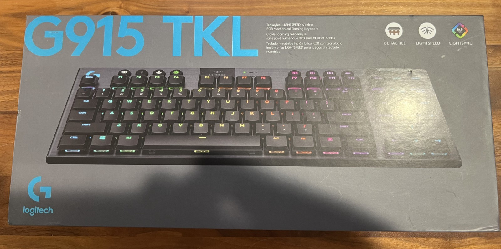 Logitech G915 TKL Wireless Black Gaming Keyboard LIGHTSPEED RGB Tactile (Brown)