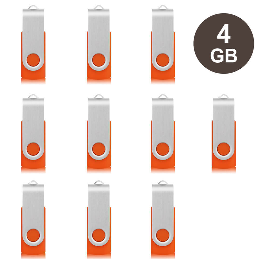 Orange 4GB USB 2.0 Metal Swivel 360° Style Flash Drive Memory Stick Thumb Drive