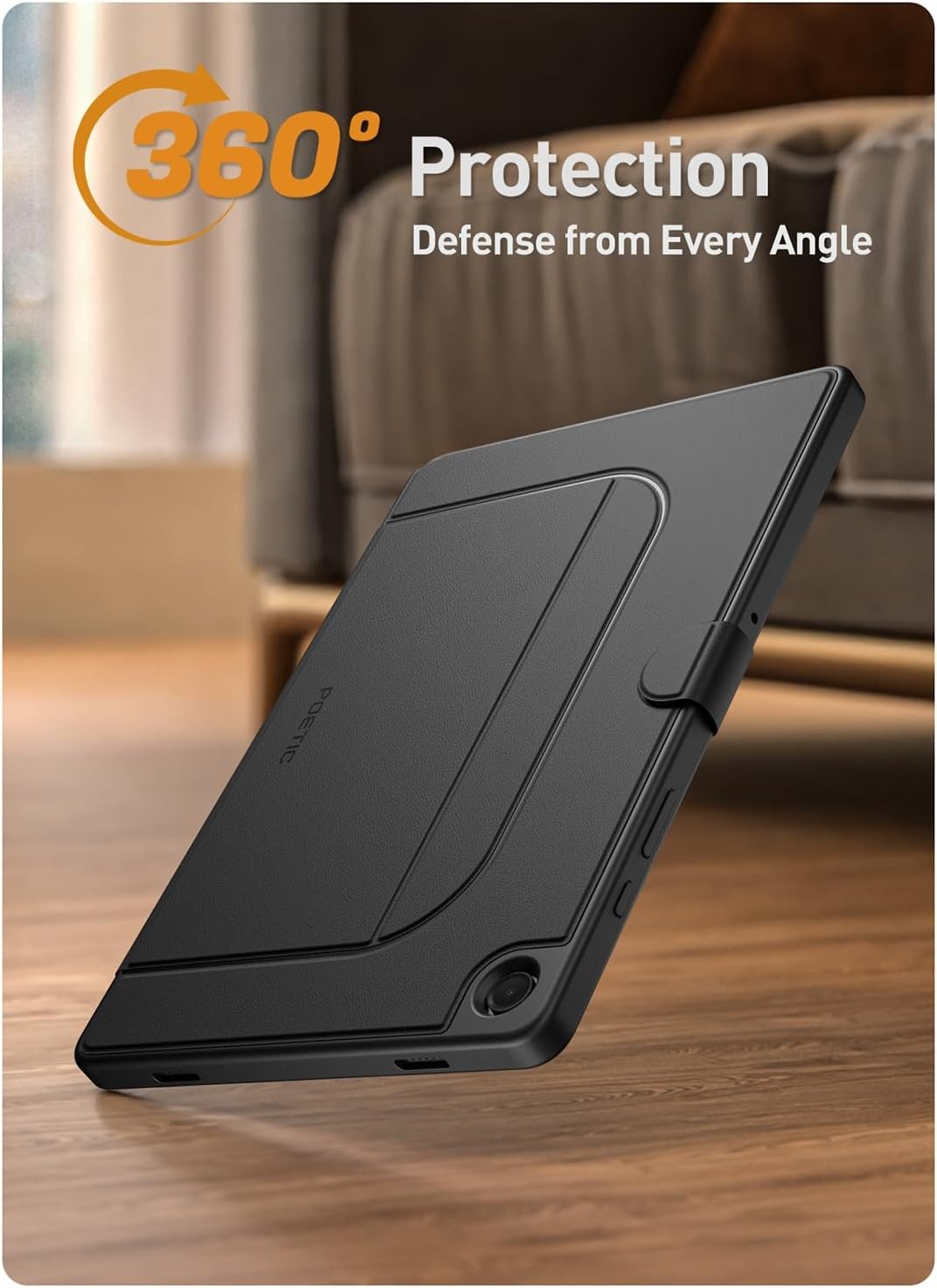 For Galaxy Tab A11 Plus / A9 Plus Case Poetic Magnetic Folio Stand Cover Black