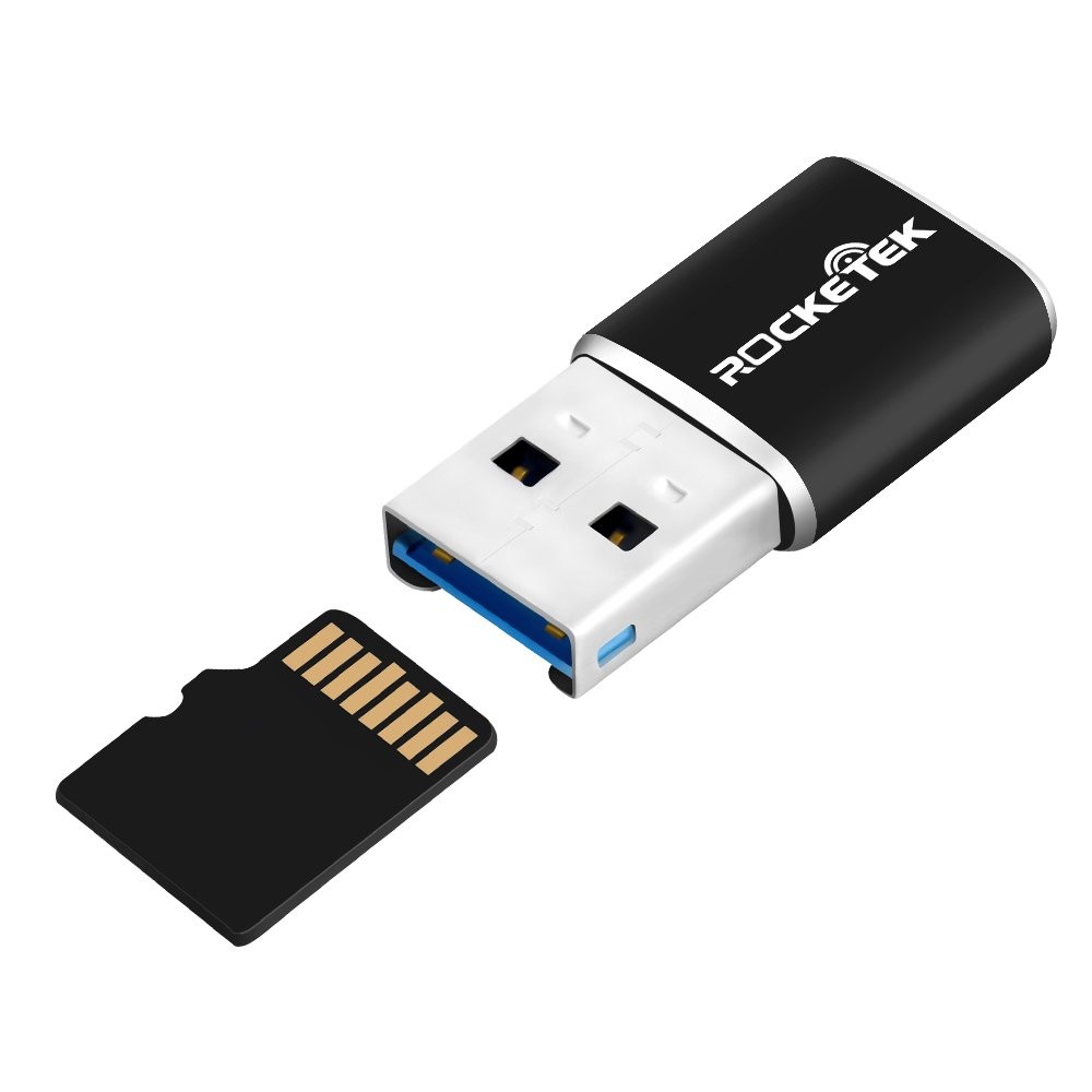 Rocketek Aluminum USB 3.0 Portable Memory Card Reader Adapter for Micro SD Ca…
