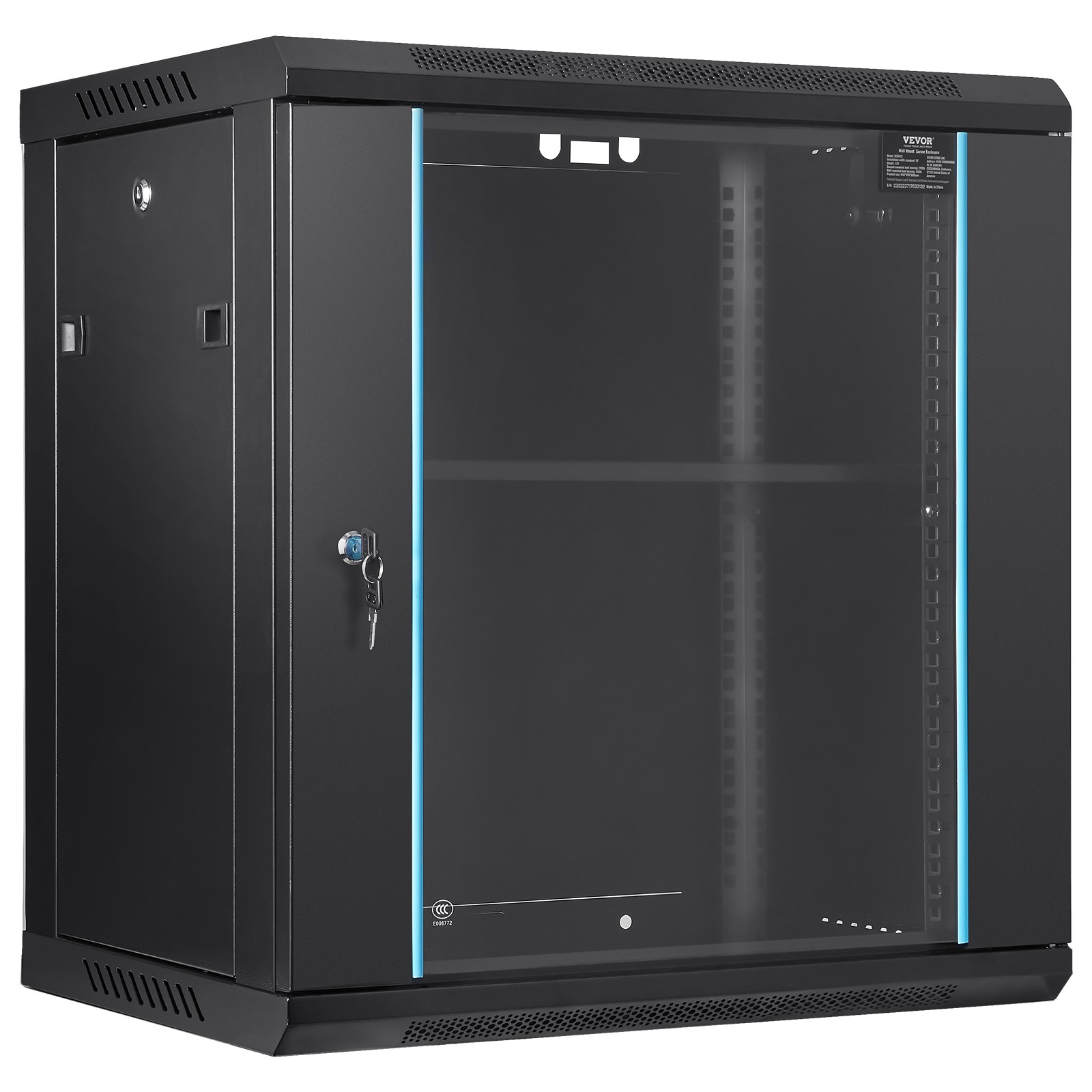VEVOR 12U Wall Mount Network Server Rack Cabinet Enclosure 15.5” Deep Door Lock