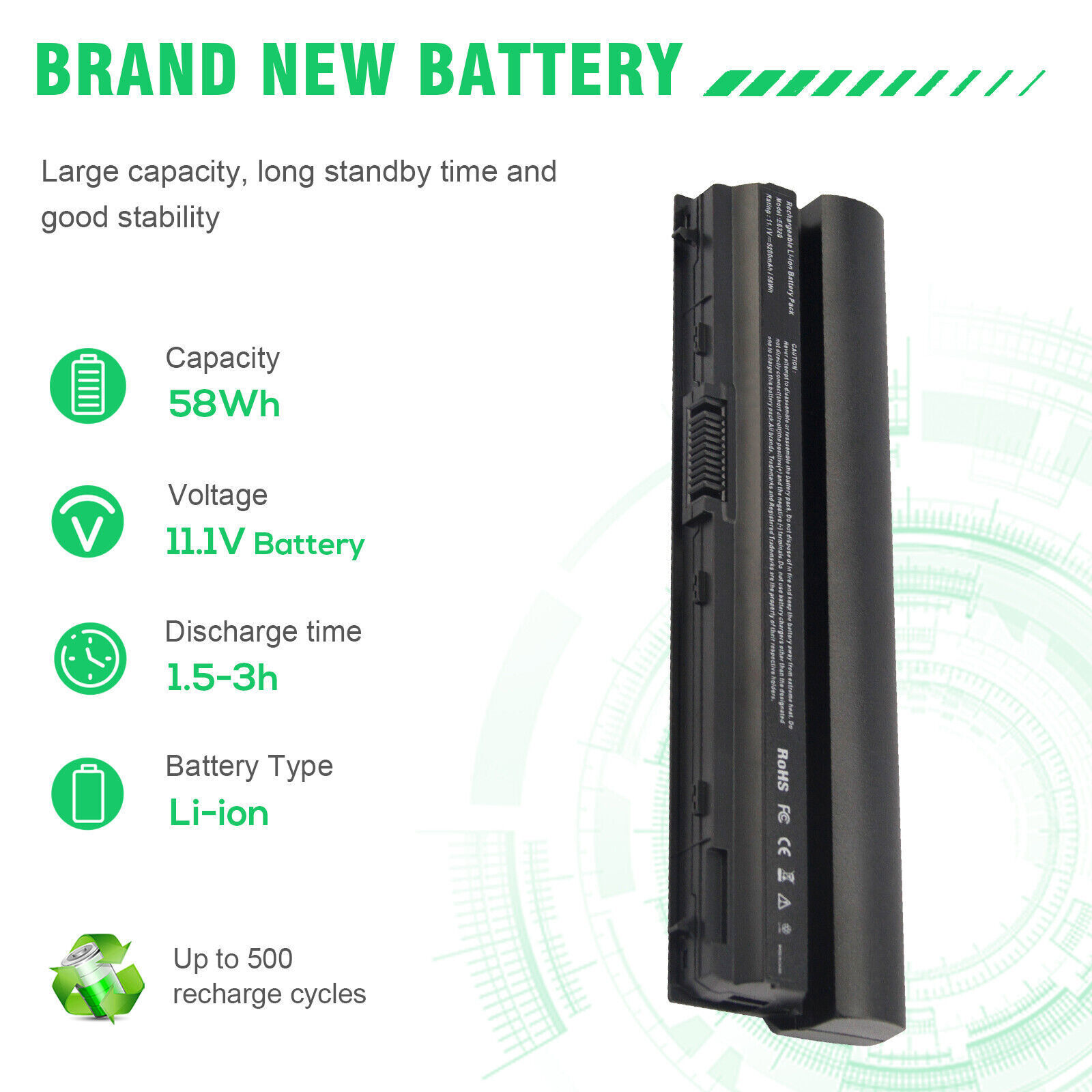 Battery for Dell Latitude E6320 E6230 E6120 E6220 E6330 RFJMW K4CP5 5200mAh FAST