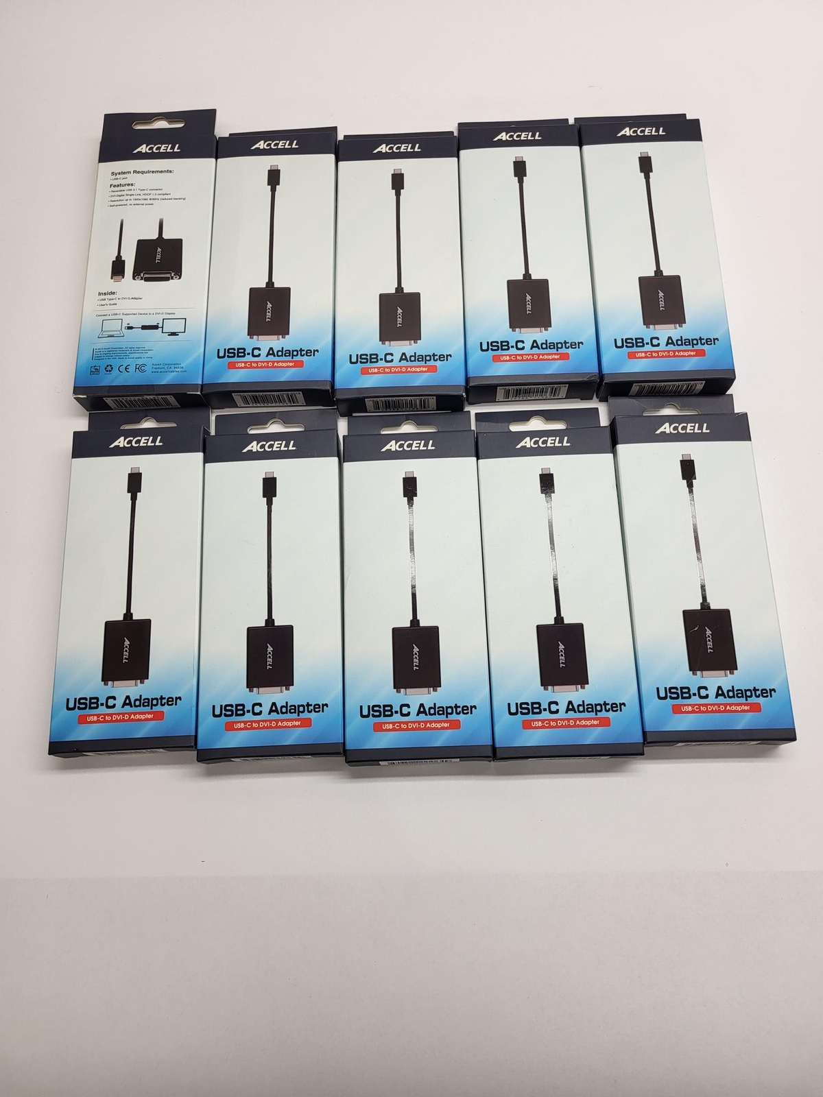 NEW(LOT OF 10) ACCELL USB-C TO DVI-D ADAPTER U200B-001B