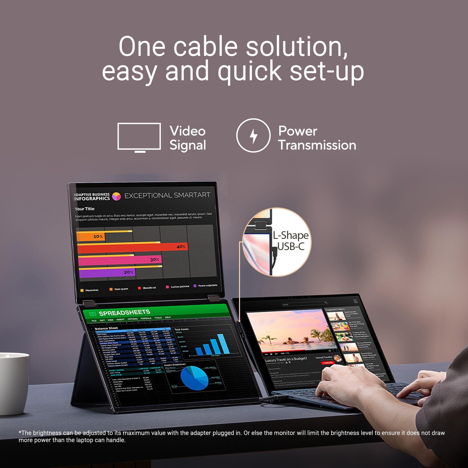 ASUS ZenScreen Duo 14″ Portable Dual Screen Monitor MB14FCD