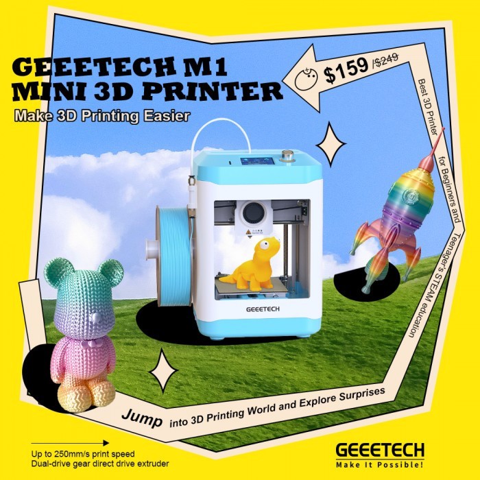 Geeetech 3D Printer Mini 3D Printer 250mm/s Auto-Leveling 3.94×4.33×3.94in NEW