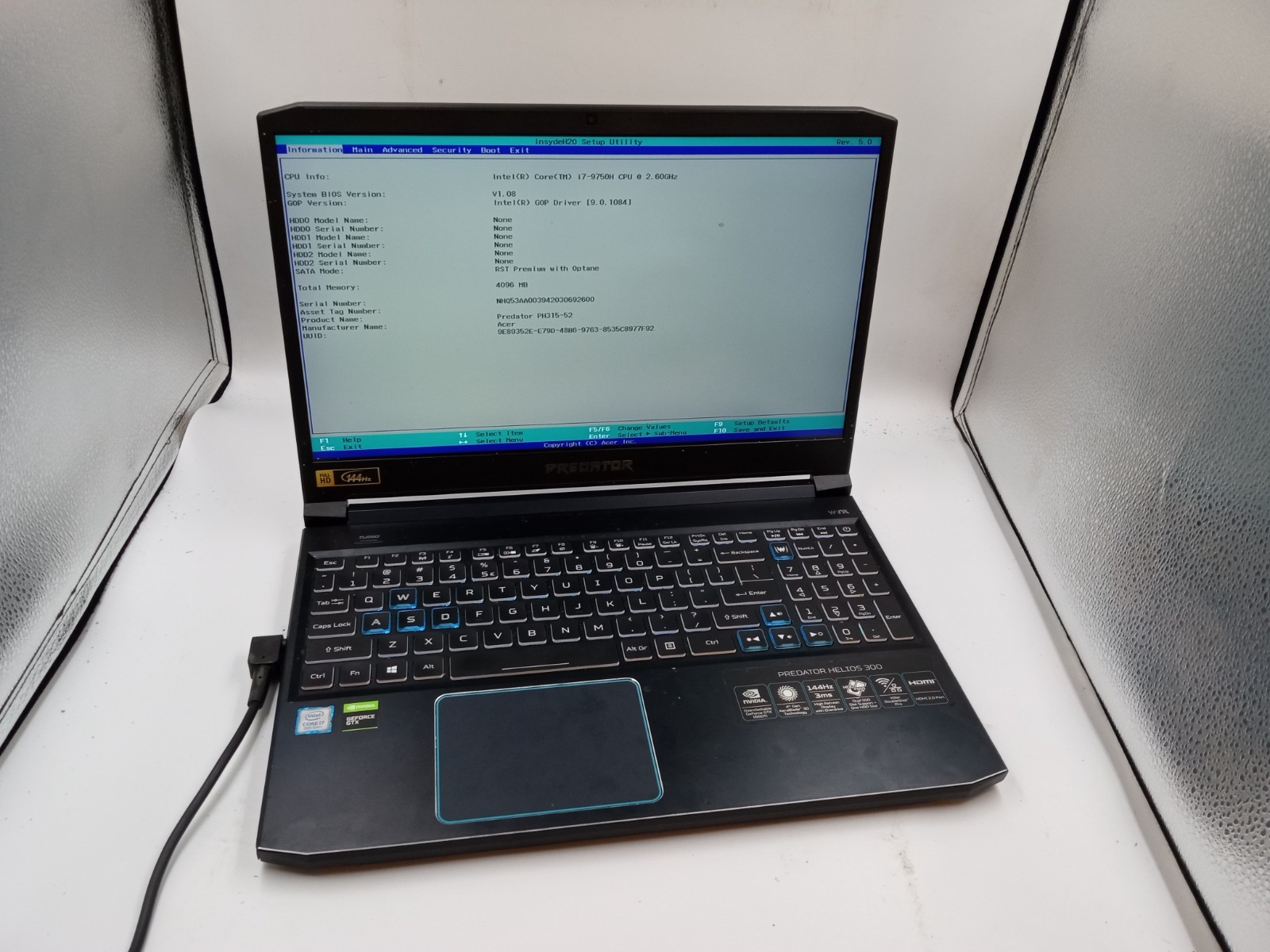 Acer Predator Helios PH315-52 15.6″ i7-9750H Nvidia GTX 1660 Ti -BOOTS -READ!!