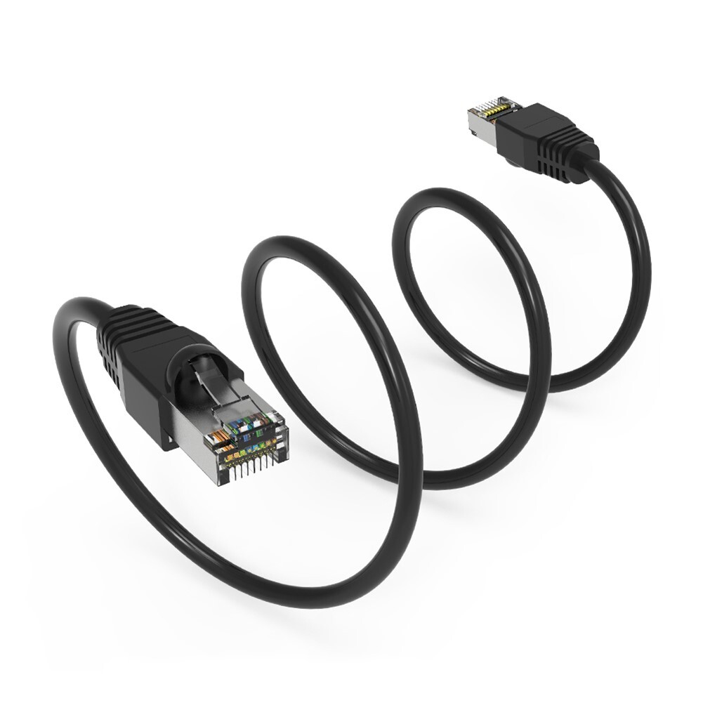 3FT Cat6A RJ45 Network LAN Ethernet SSTP Shielded Cable Cord Booted 26AWG Black