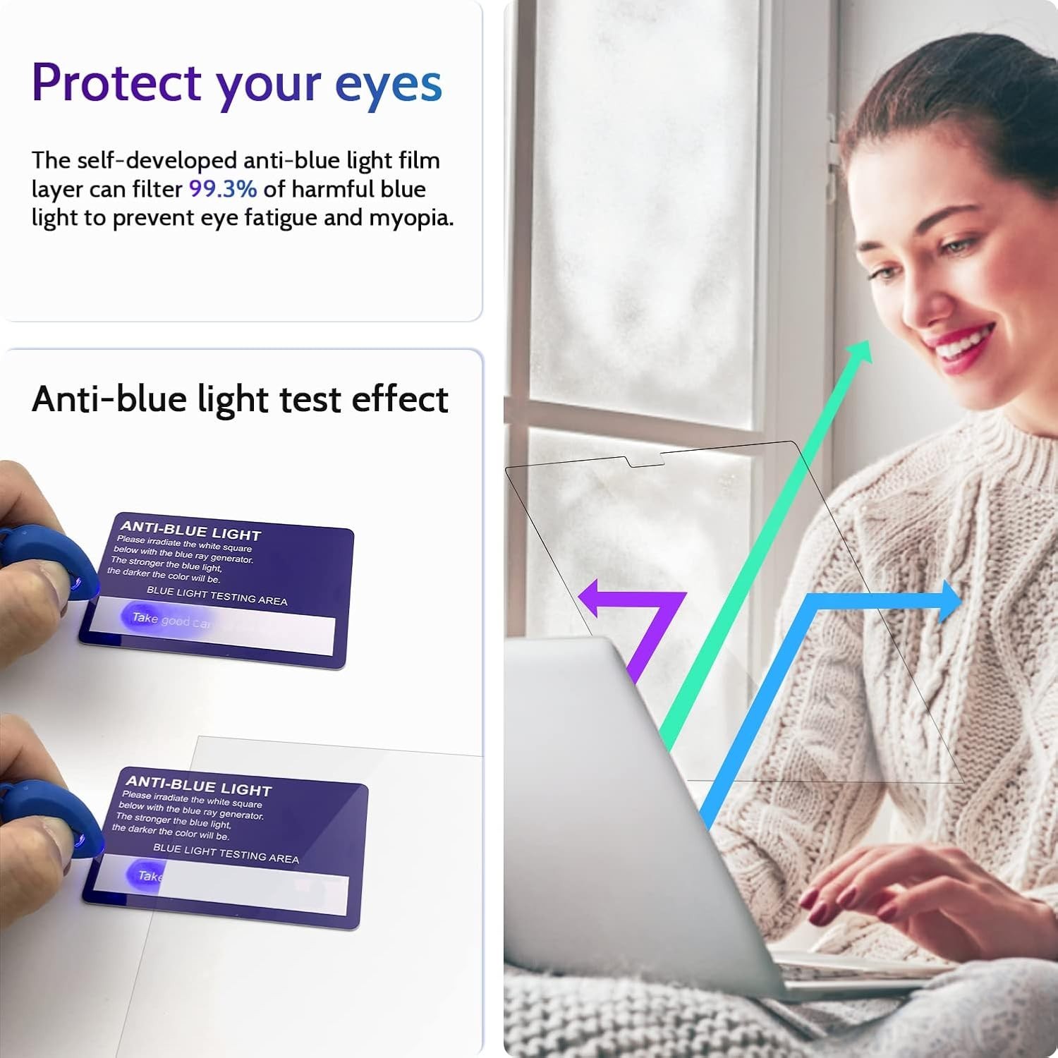 3-Pack Anti Blue Light Screen Protectors for MacBook Air 13.6″ (2022-2026)