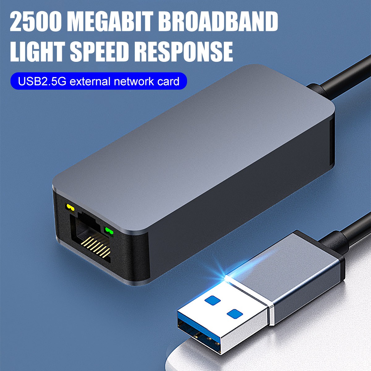 New 2500Mbps USB 3.0 To RJ45 2.5G Ethernet Gigabit Lan Network Adapter Converter