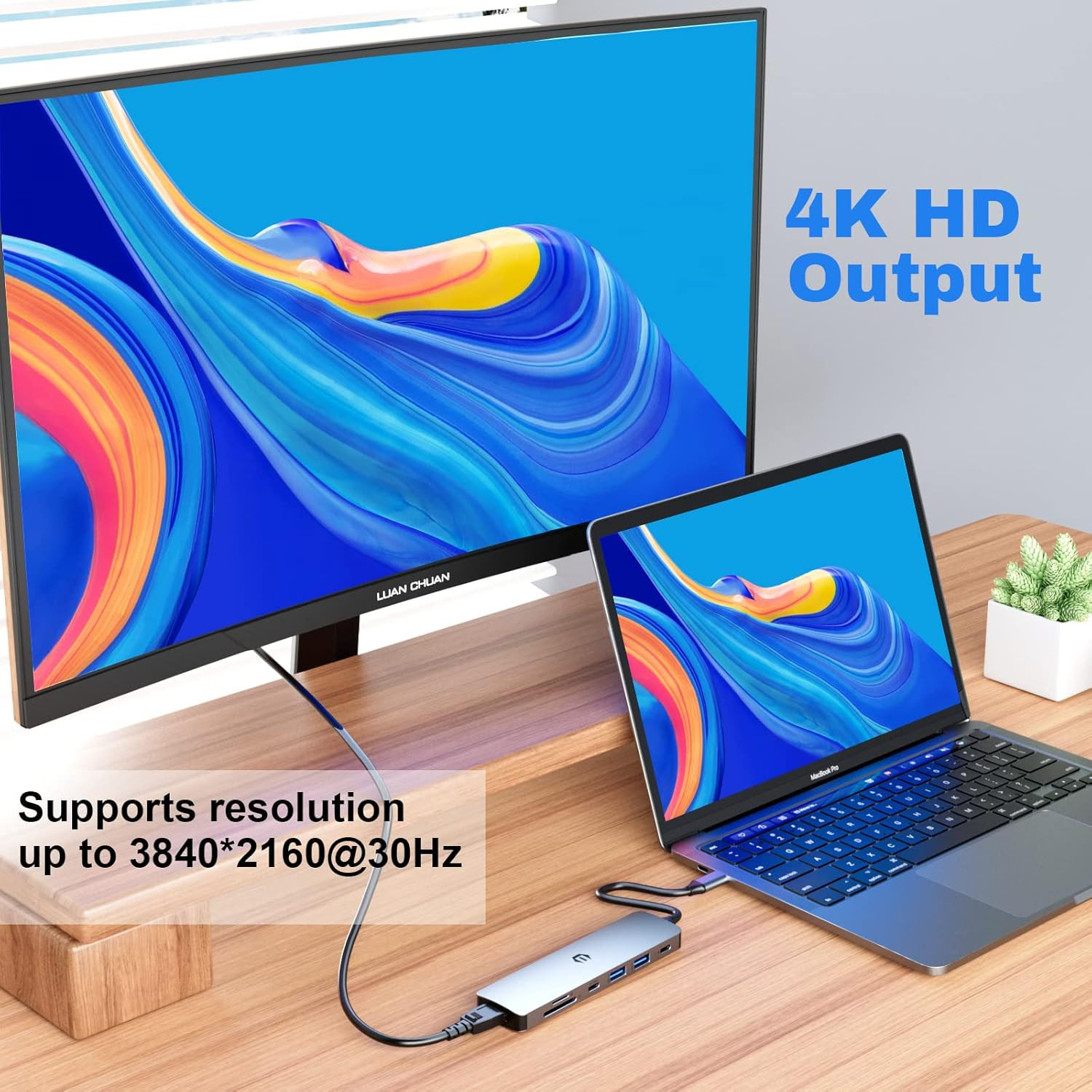 7-in-1 USB-C Hub Multiport Adapter HDMI SD PD For MacBook Pro/Air iPad Pro Lapto
