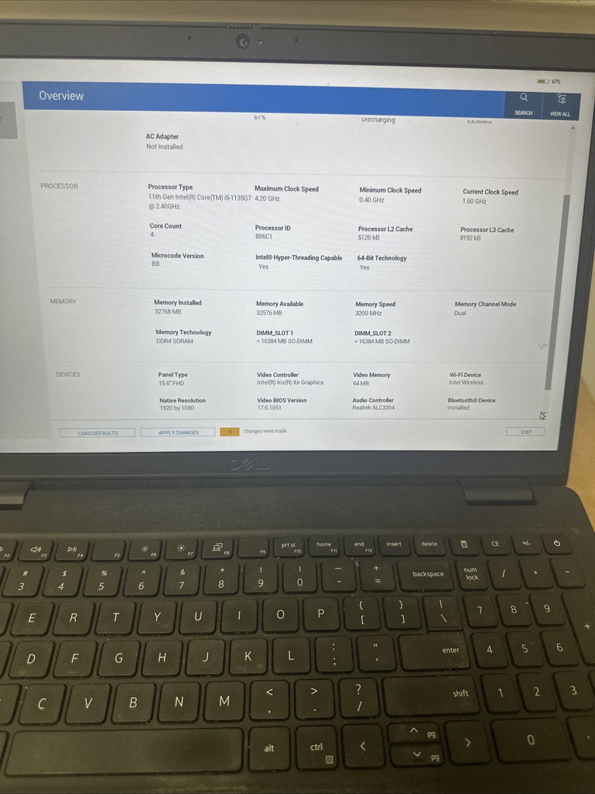Dell Latitude 3520 15.6″ Laptop i5-1135G7 8GB RAM No SSD/OS