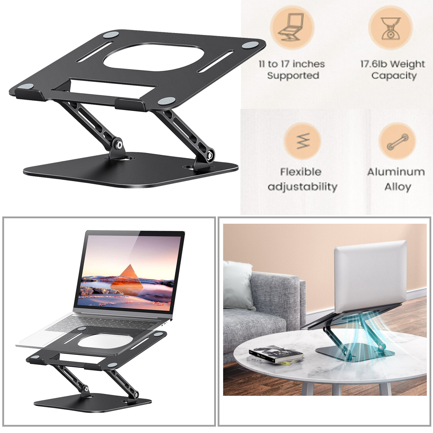 Universal Laptop Phone Stand Notebook Holder Tablet Riser Stand Adjustable Mount