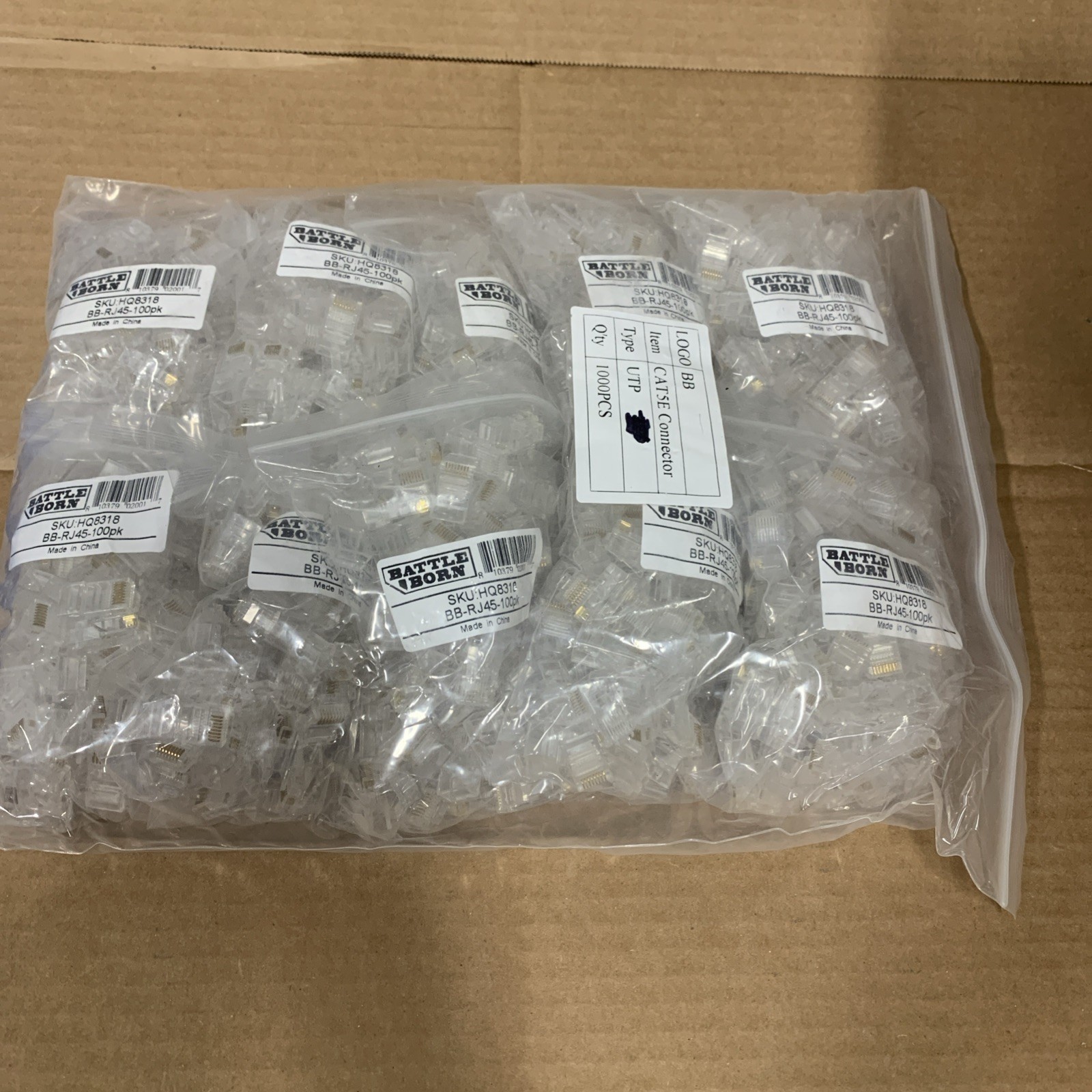 1000pcs RJ45 Modular Plugs 8P8C Cat5e Ethernet Cable Connector End Plug