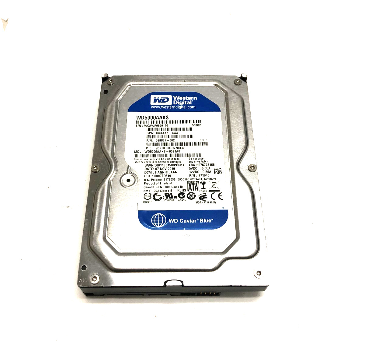 WD Caviar Blue WD5000AAKS-60Z1A0 500GB 7200 RPM 3.5″ SATA 3.0 Gb/s Hard Drive
