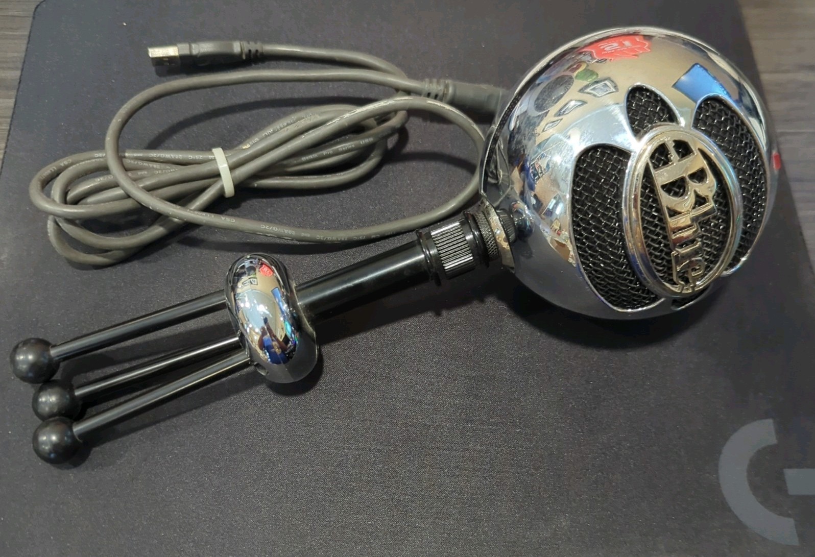 Blue Snowball USB Microphone Cardioid with Adjustable Stand, Silver/Black