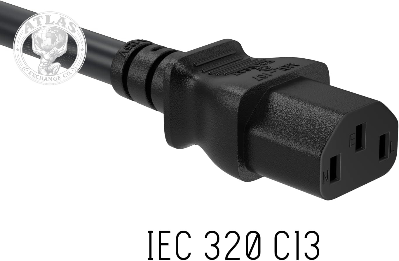 Cable Leader 3Ft 14AWG Computer Power Cord, NEMA 5-15P to IEC C13 AC Power Cable
