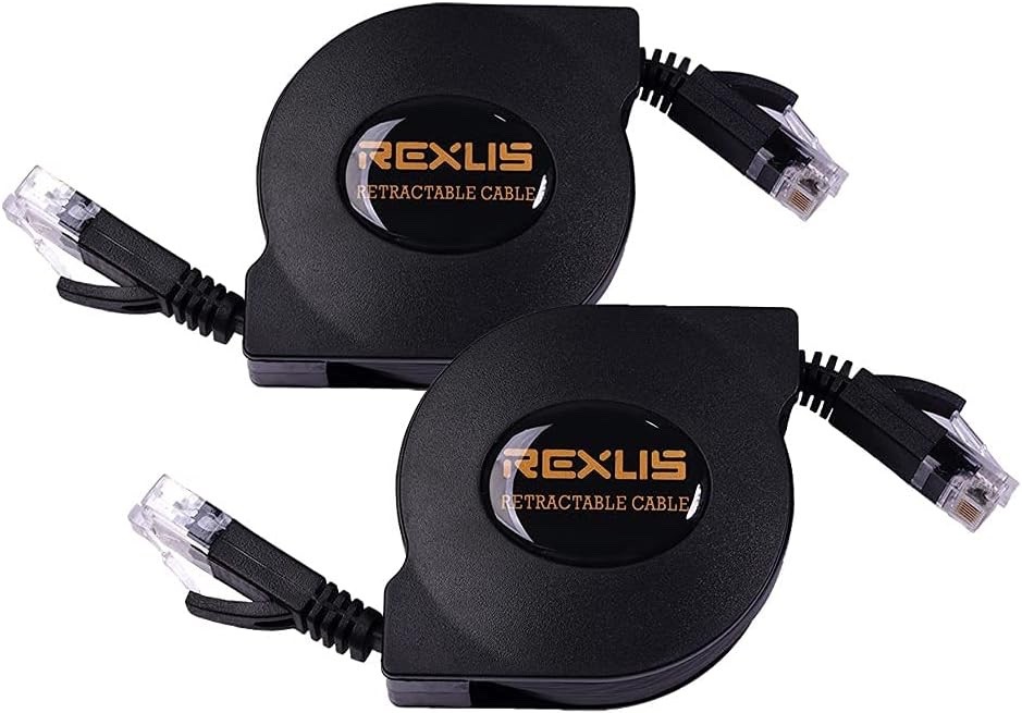2-Pack Retractable Cat 6 Flat Ethernet Cable 6.6FT, High-Speed LAN Wire, RJ45
