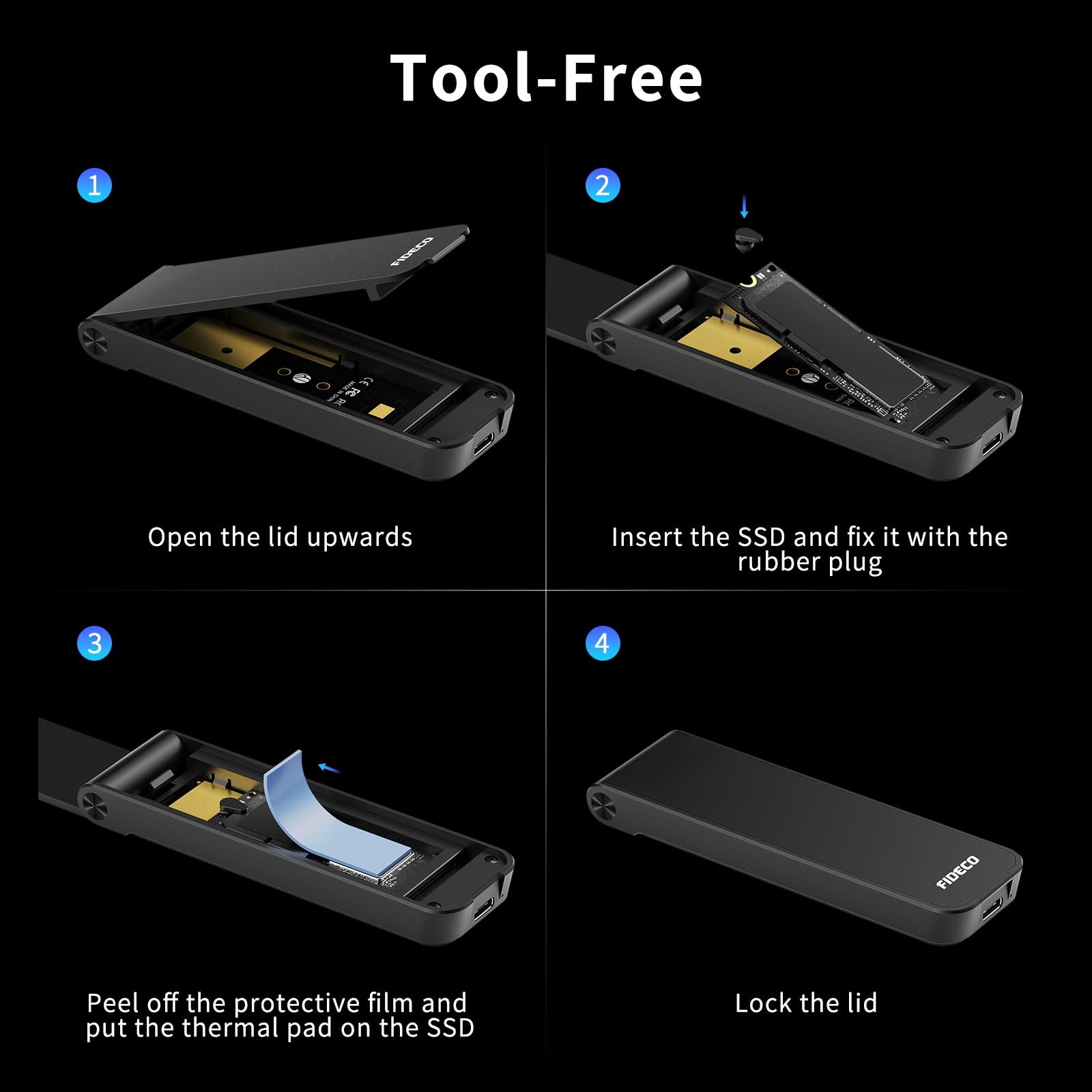 M.2 NVMe SSD Enclosure, M.2 NVMe to USB Adapter, USB 3.2 Gen 2 (10Gbps) SSD R…