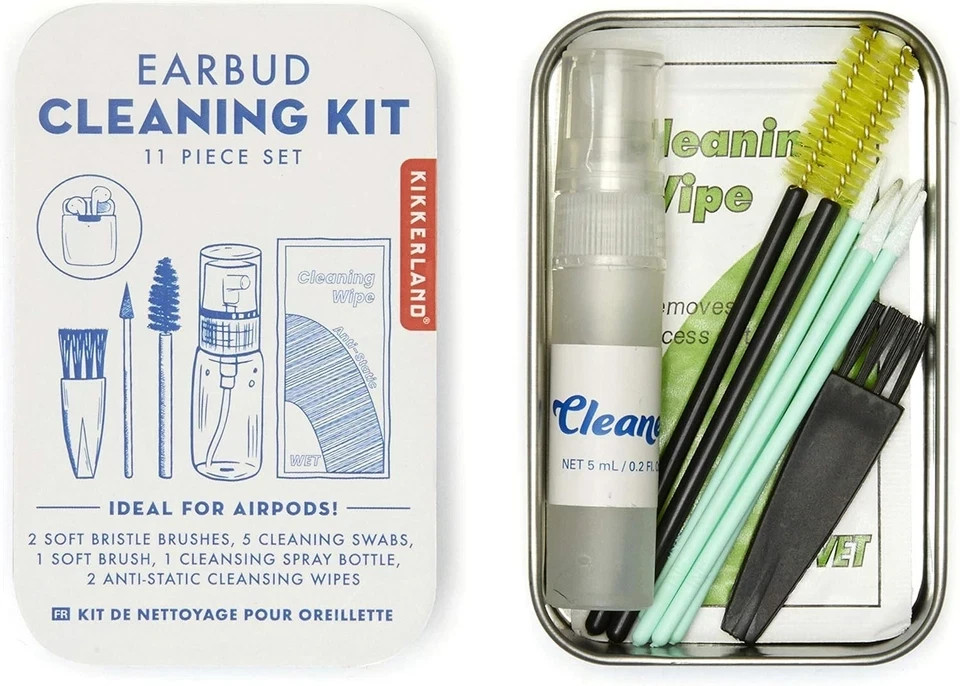 Kikkerland Earbud Cleaning Kit 11 Piece Set for Apple Airpods Headset Earphones