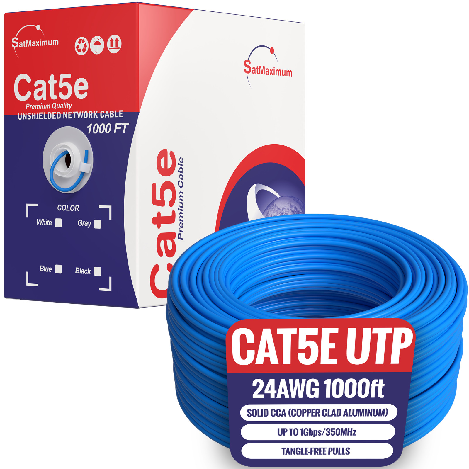 CAT5E Cable 500FT 1000FT UTP Solid Network Ethernet CAT5 23 AWG Wire RJ45 Lan
