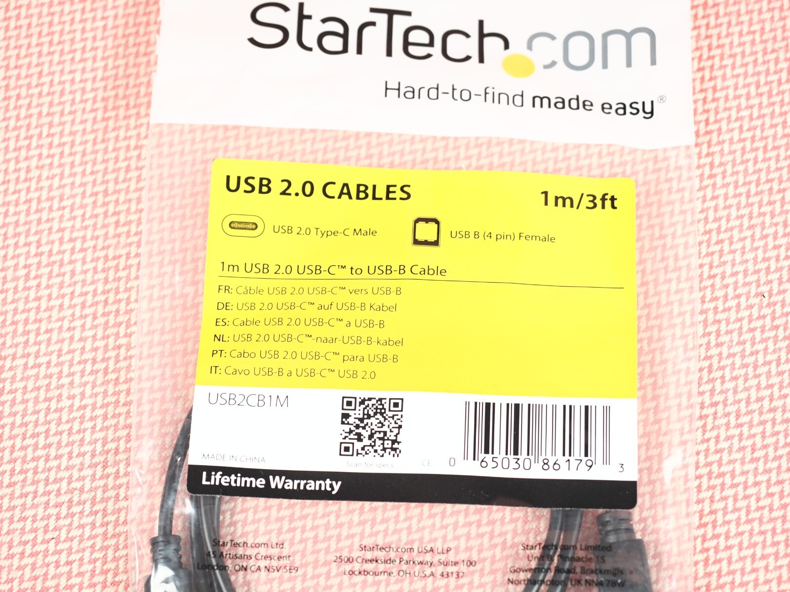 StarTech 3.3ft (1m) USB-B to USB-C Cable Data Cord USB 2.0 USB-C Data Transfer