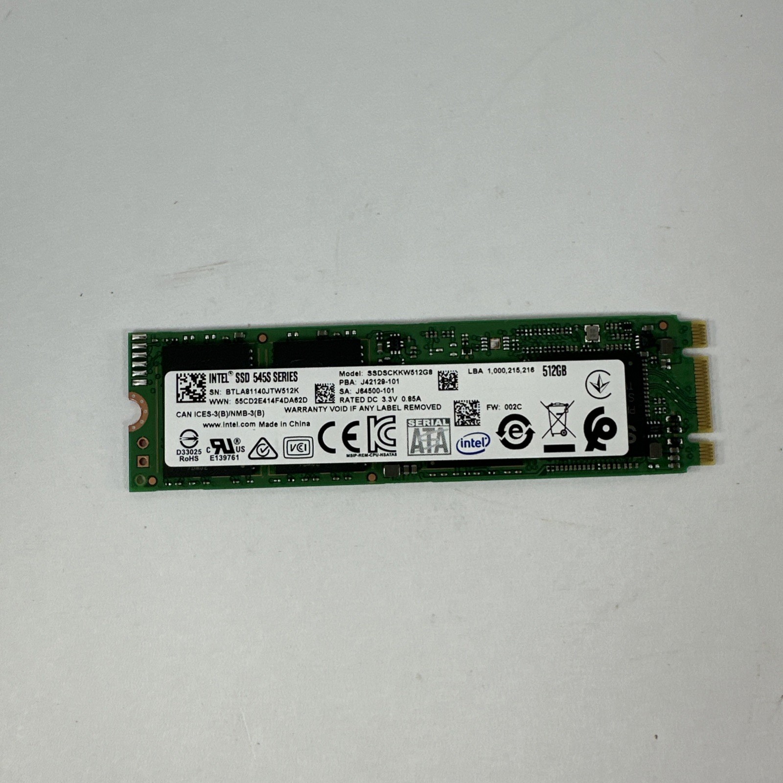 Intel SSD 545S Series 512GB M.2 SATA SSD SSDSCKKW512G8 Internal Drive