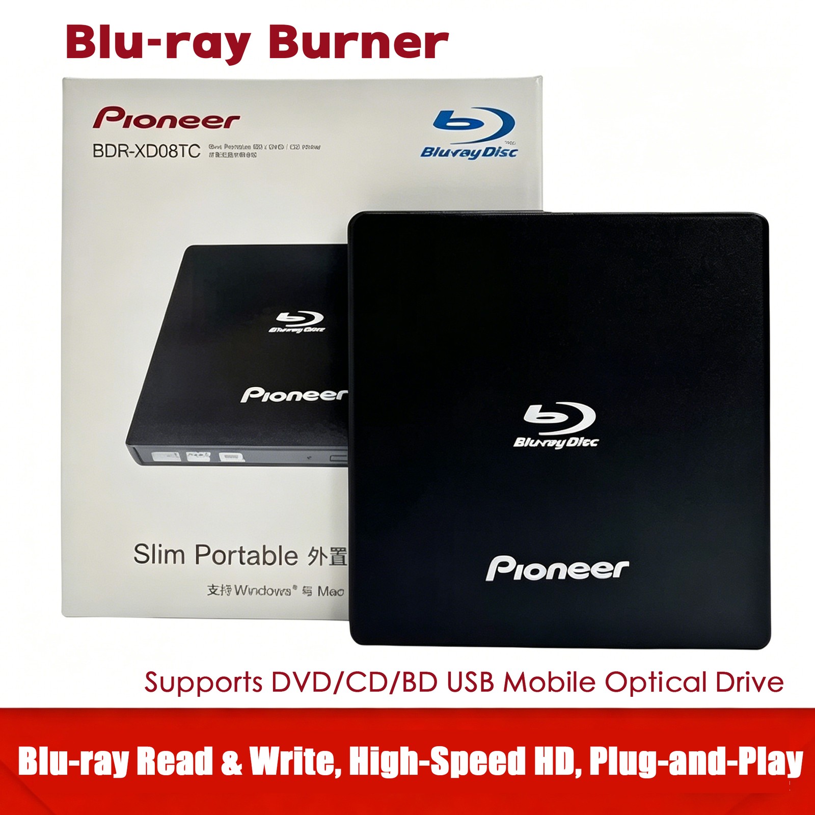 Original BDR-XD08TC BD/DVD/CD Blu-Ray Drive Optical Burner Player USB3.0/2.0