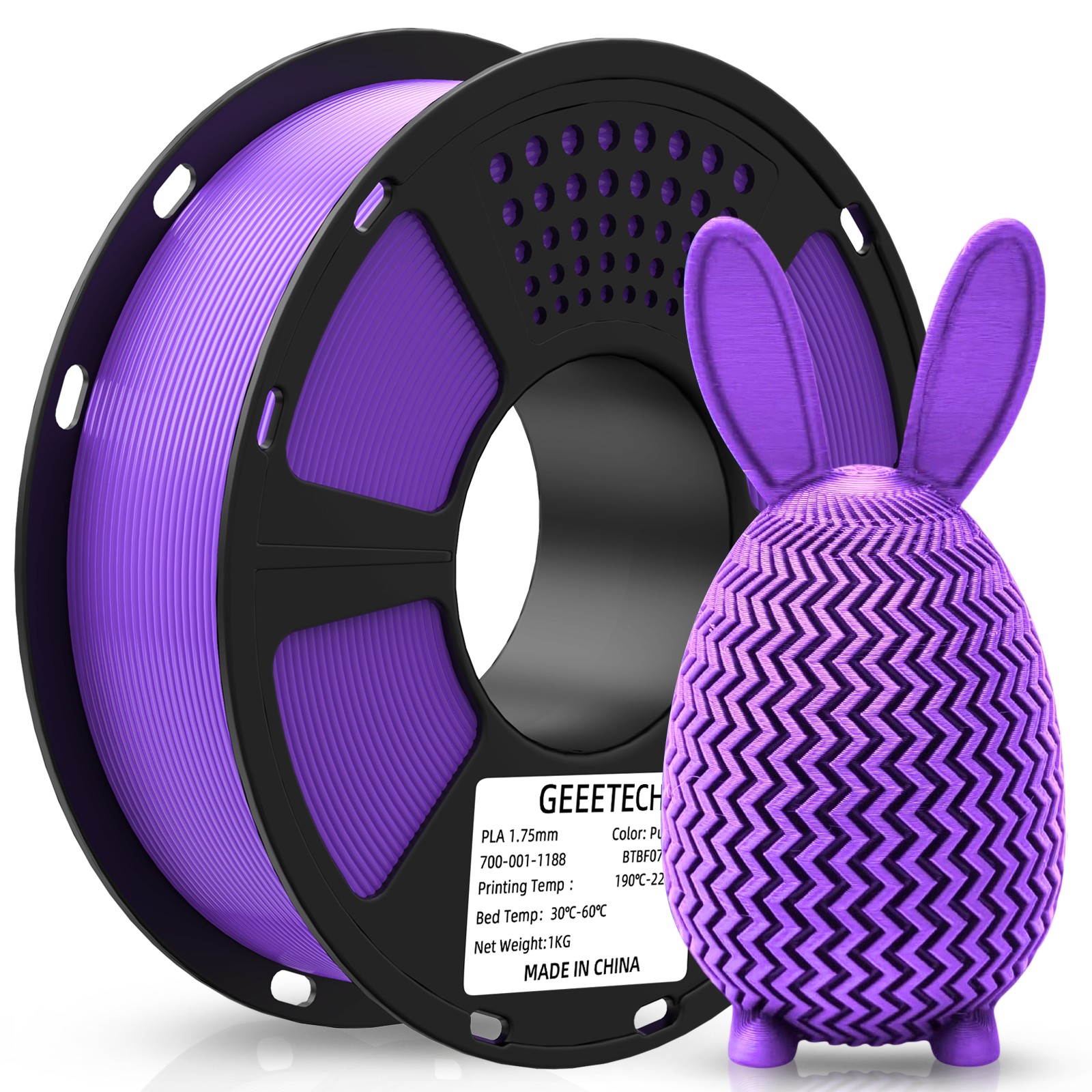 GEEETECH 3D Printer Filament Regular PLA Purple 1.75mm 1KG/Roll Consumables