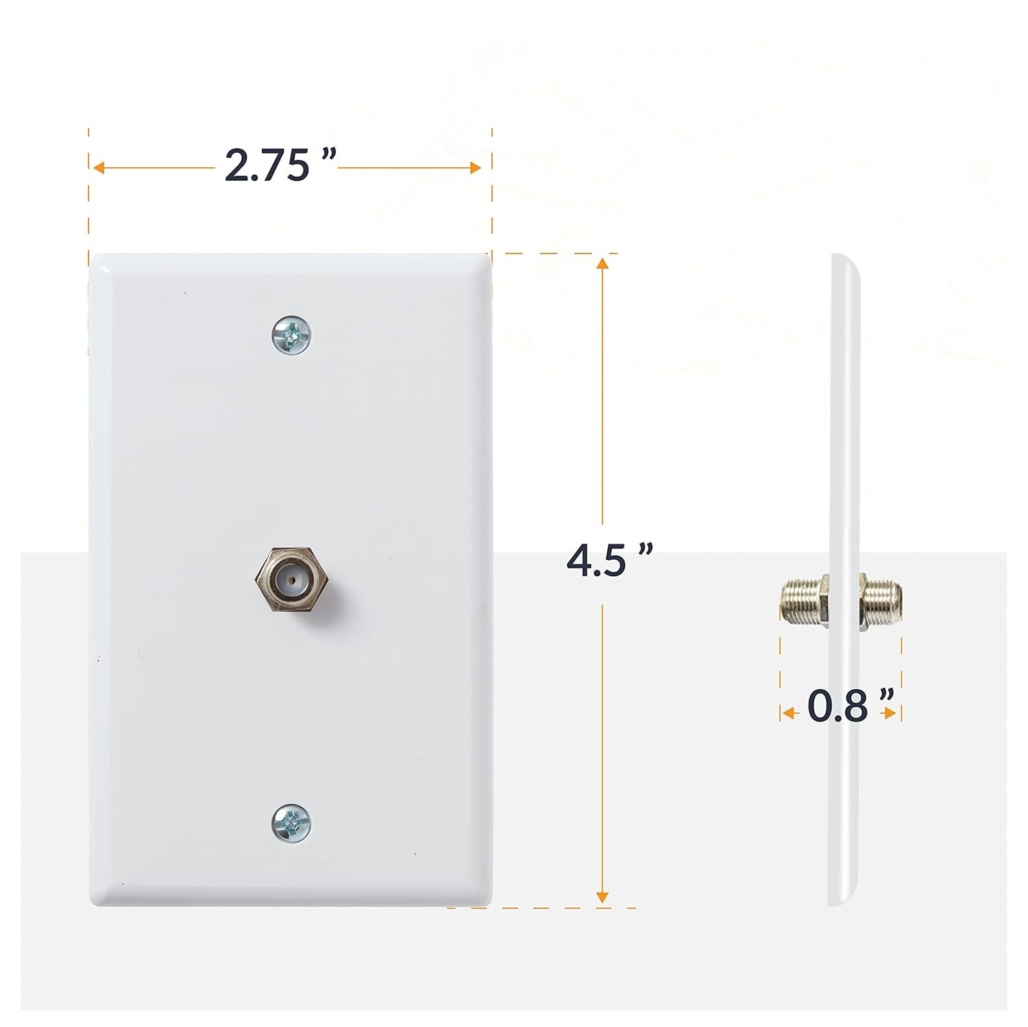 TV/Cable – 5 Wall Plates Newhouse Hardware, 2.75 x 4.5 in. w F-Connector, White