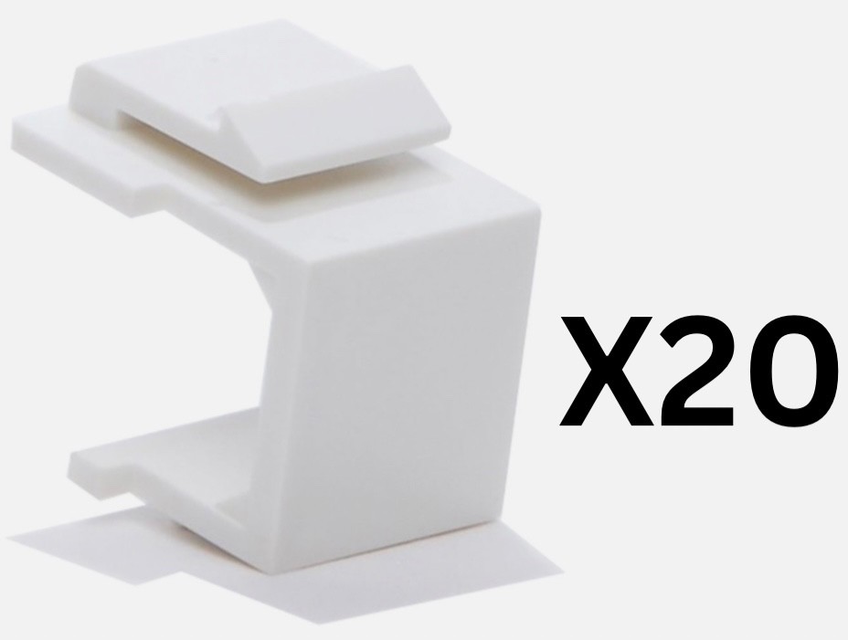 20 PCS Snap-in Keystone Blank Insert filler RJ45 Wall Plate-Patch Panel White