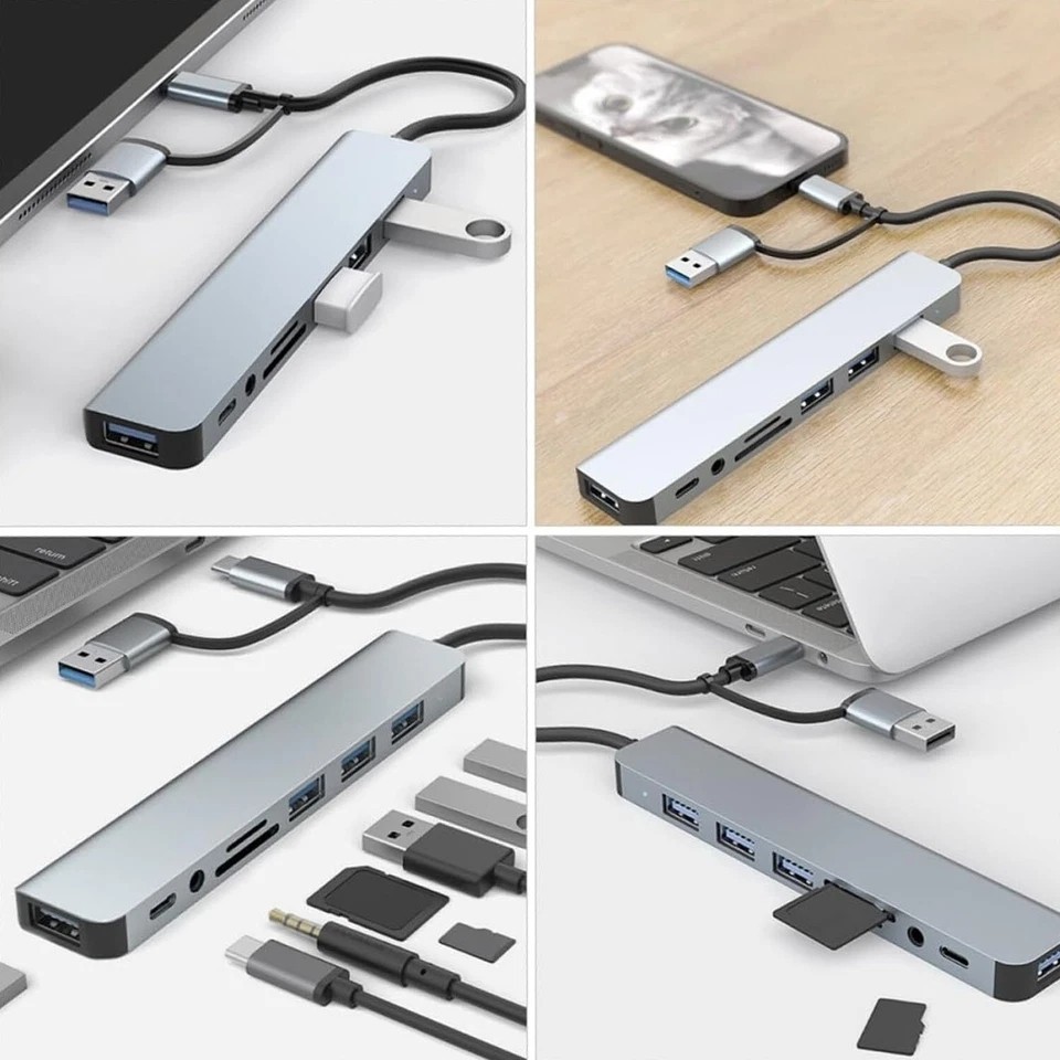 7/8 Port USB-C Hub Adapter – 5G Speed Multi Splitter for PC, Laptop & MacBook US