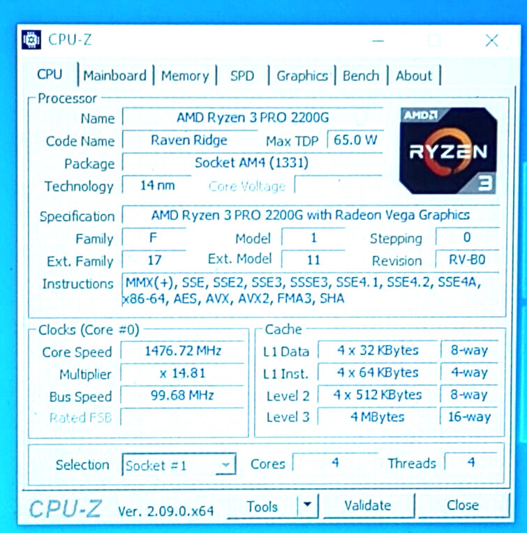 YD220BC5M4MFB – AMD Ryzen 3 PRO 2200G Radeon Vega Graphics Socket AM4 Processor