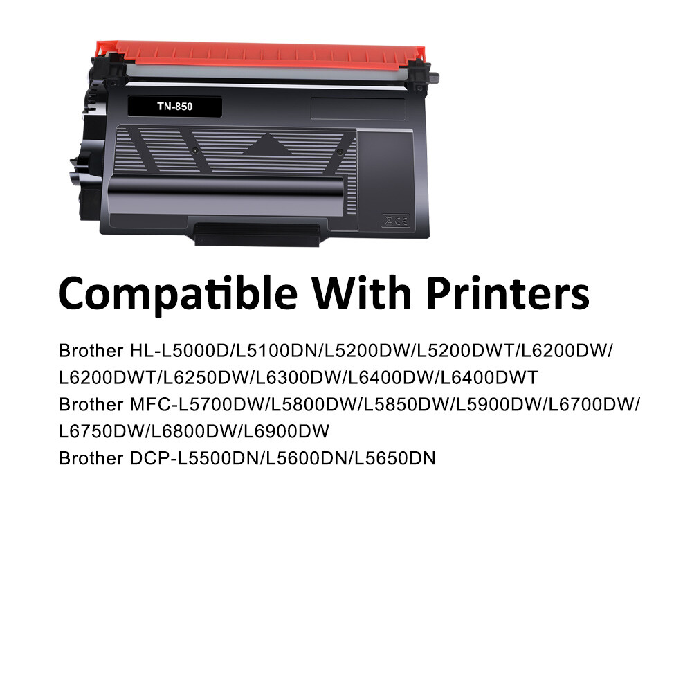 2PK TN850 / TN-850 Compatible Toner Cartridge for Brother DCP-L5500DN (Black)