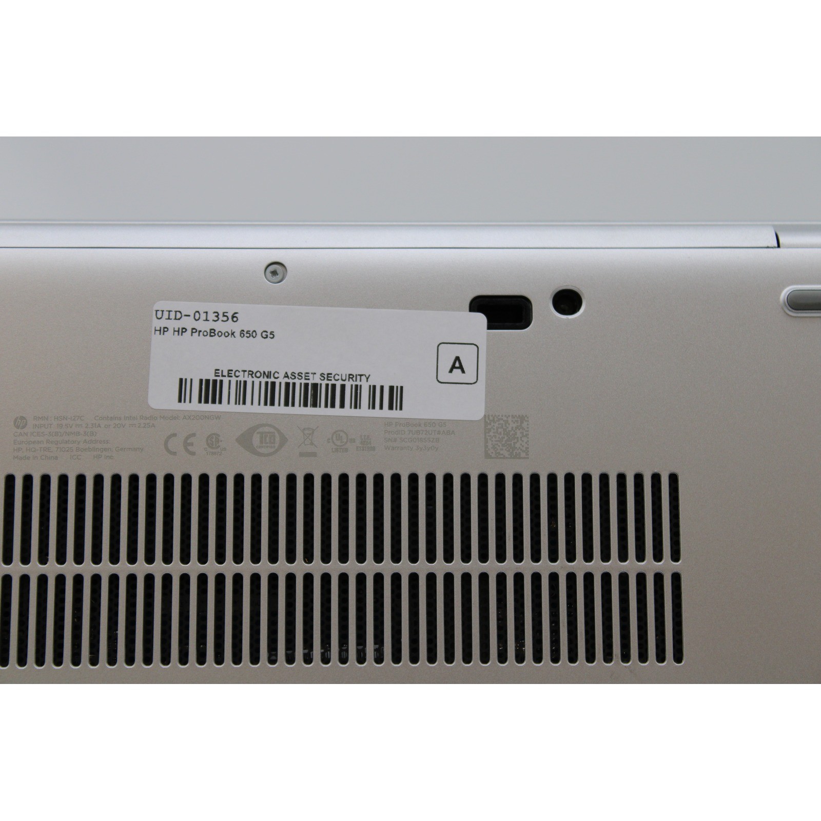 HP ProBook 650 G5 15.6in i5-8365U 8GB FHD No OS, Drive, Power Cord