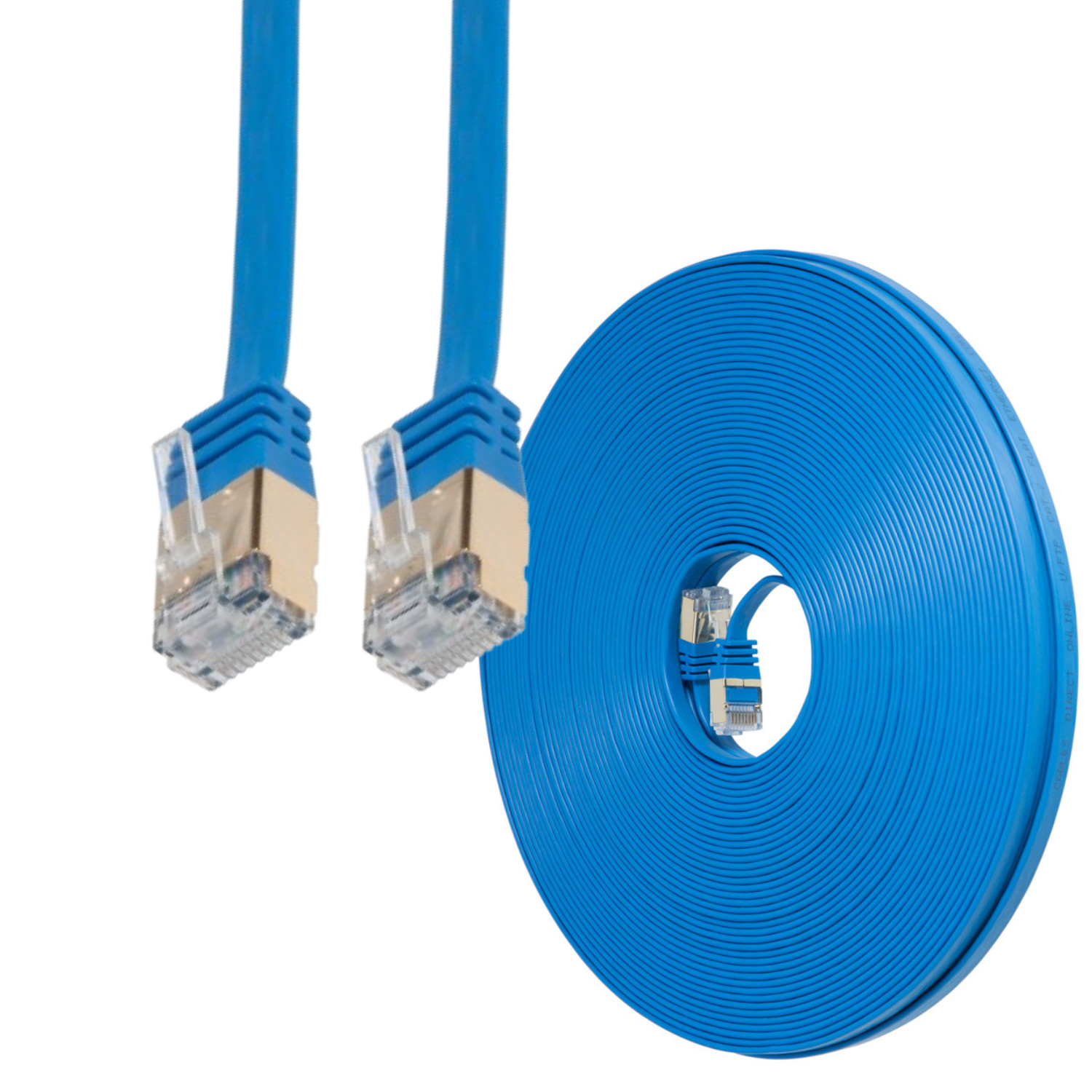 6FT CAT7 CAT 7 Flat Cable Shielded U/FTP LAN RJ45 Internet Router Patch Blue