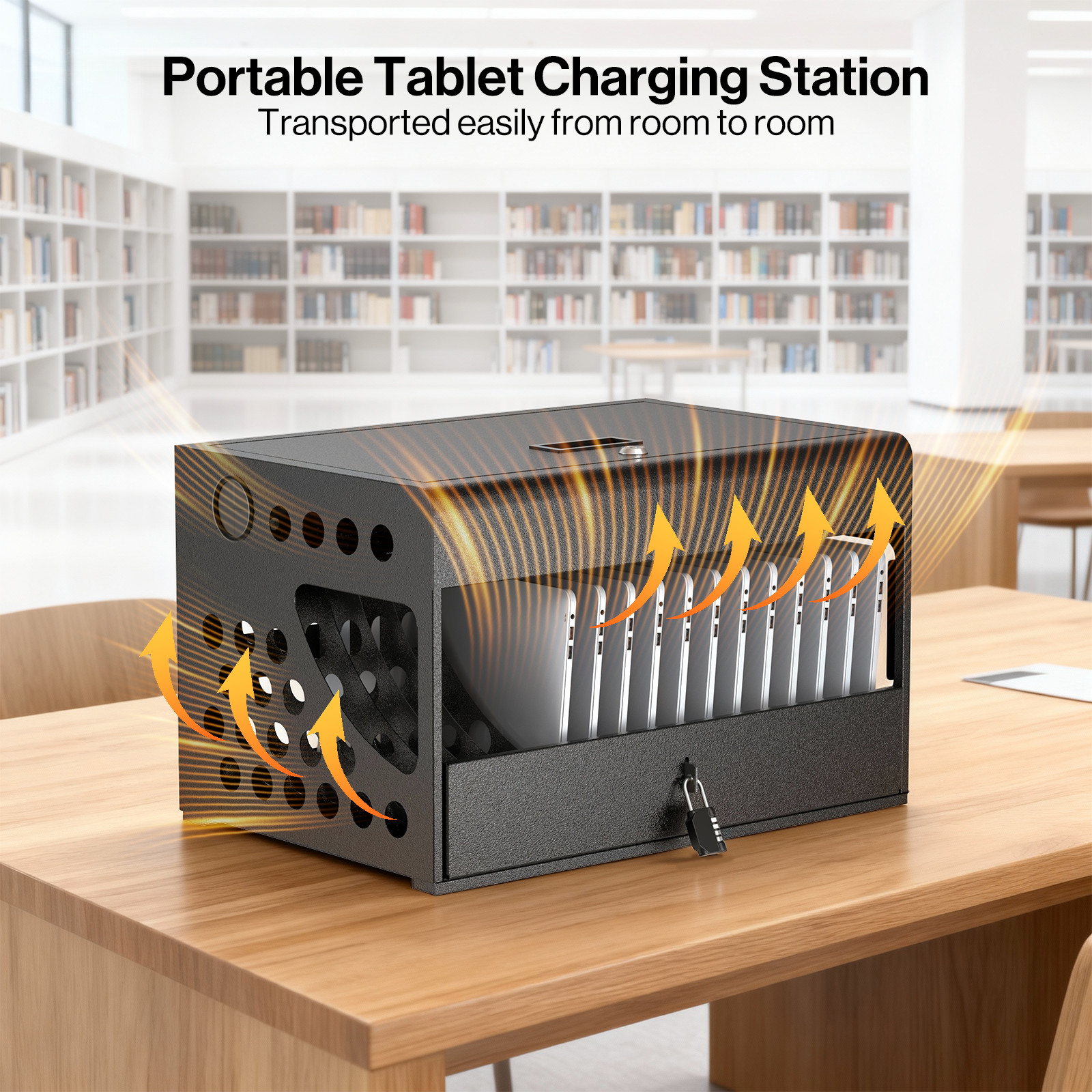 16-Device Charging Station for iPads, Laptops – Tablet Charging Cabinet w/ Lock