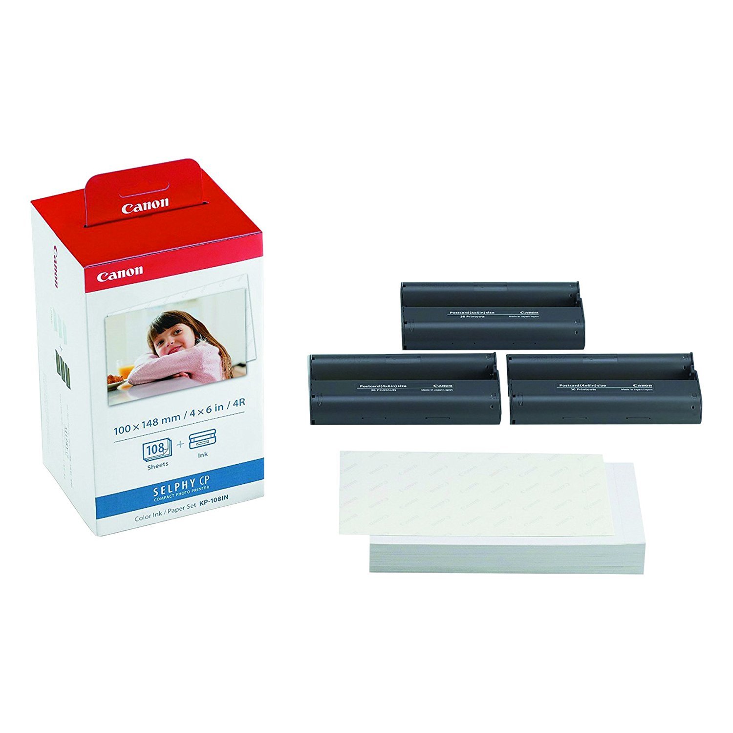 Canon KP-108IN Selphy 4×6 Color Ink Paper Set 108 Sheets with 3 Toners 3115B001