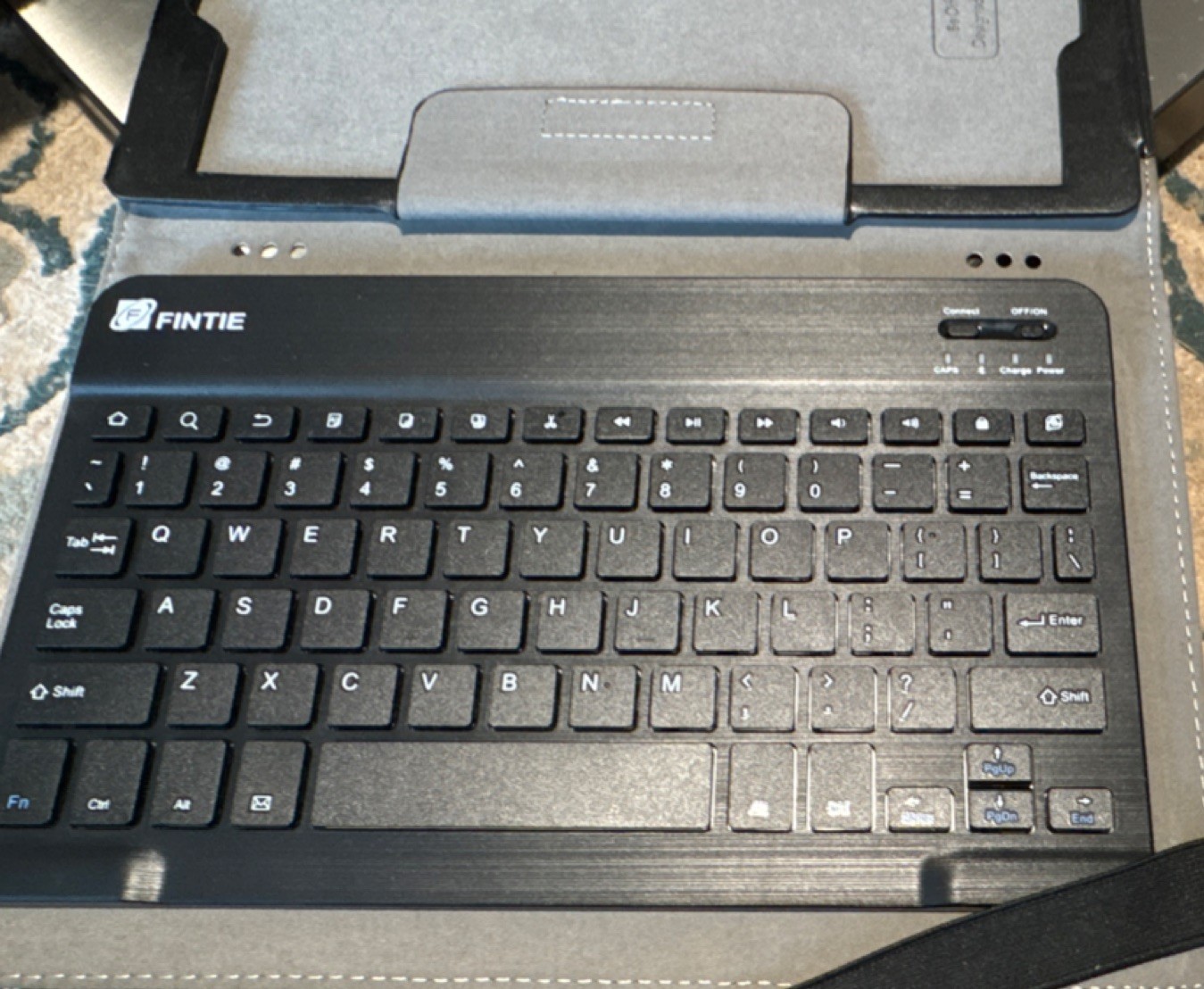 Fintie Keyboard with Folio Case Synthetic Leather Blue White