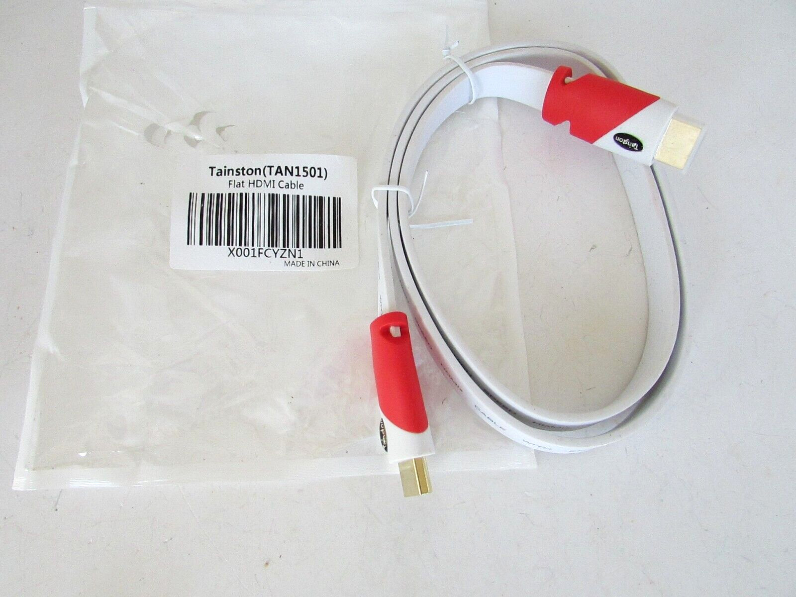 Tainston Flat HDMI Cable w/Ethernet Gold Plated 4K 3D 3 Feet White