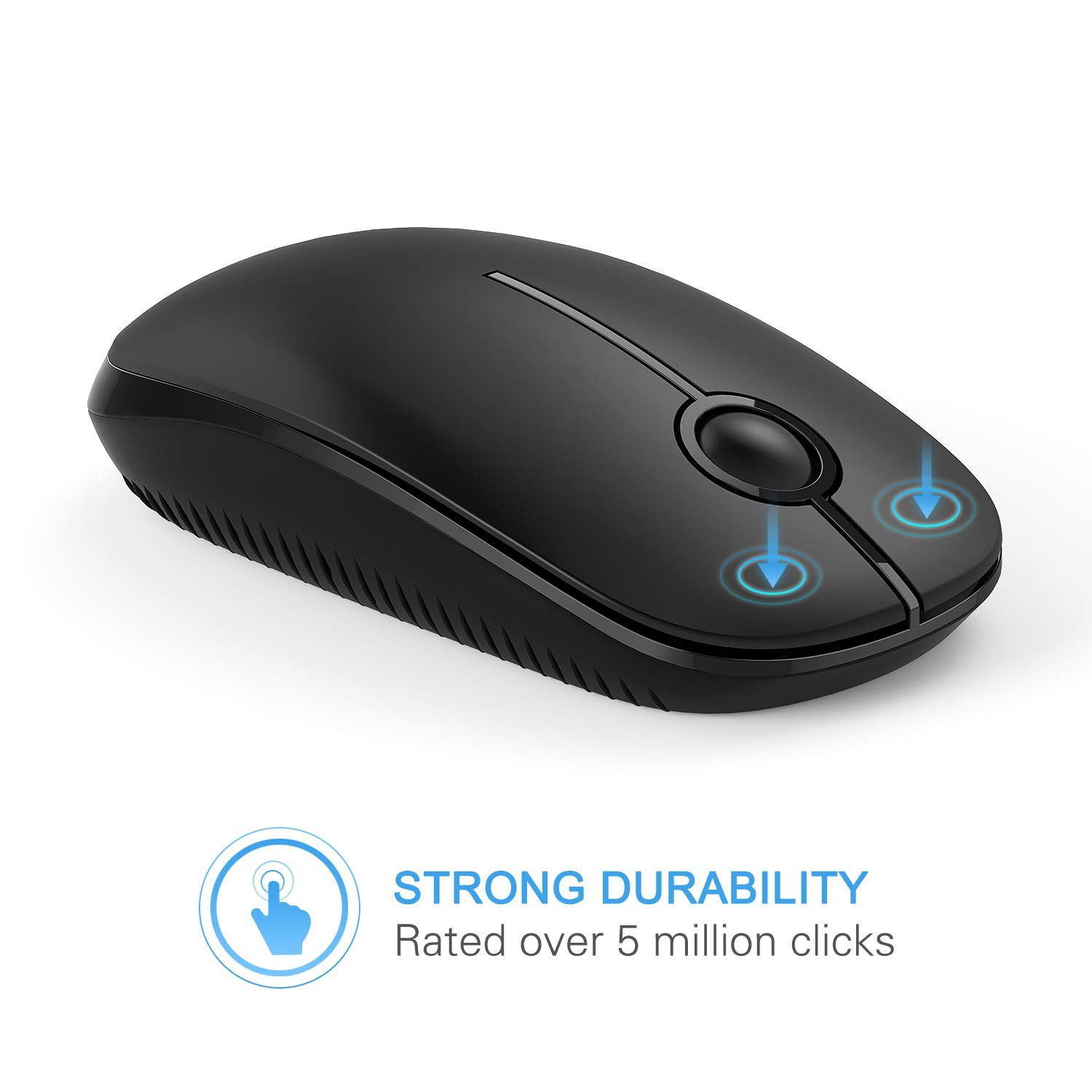 VssoPlor Wireless Mouse, 2.4G Slim Portable Computer Laptop Mouse with Black