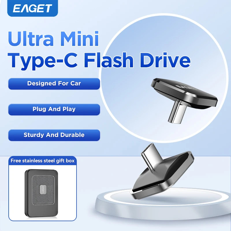 EAGET Mini Car Type-C USB 2.0 Flash Drive 8GB/16GB/32GB/64GB U8C Plug&Play USB2.