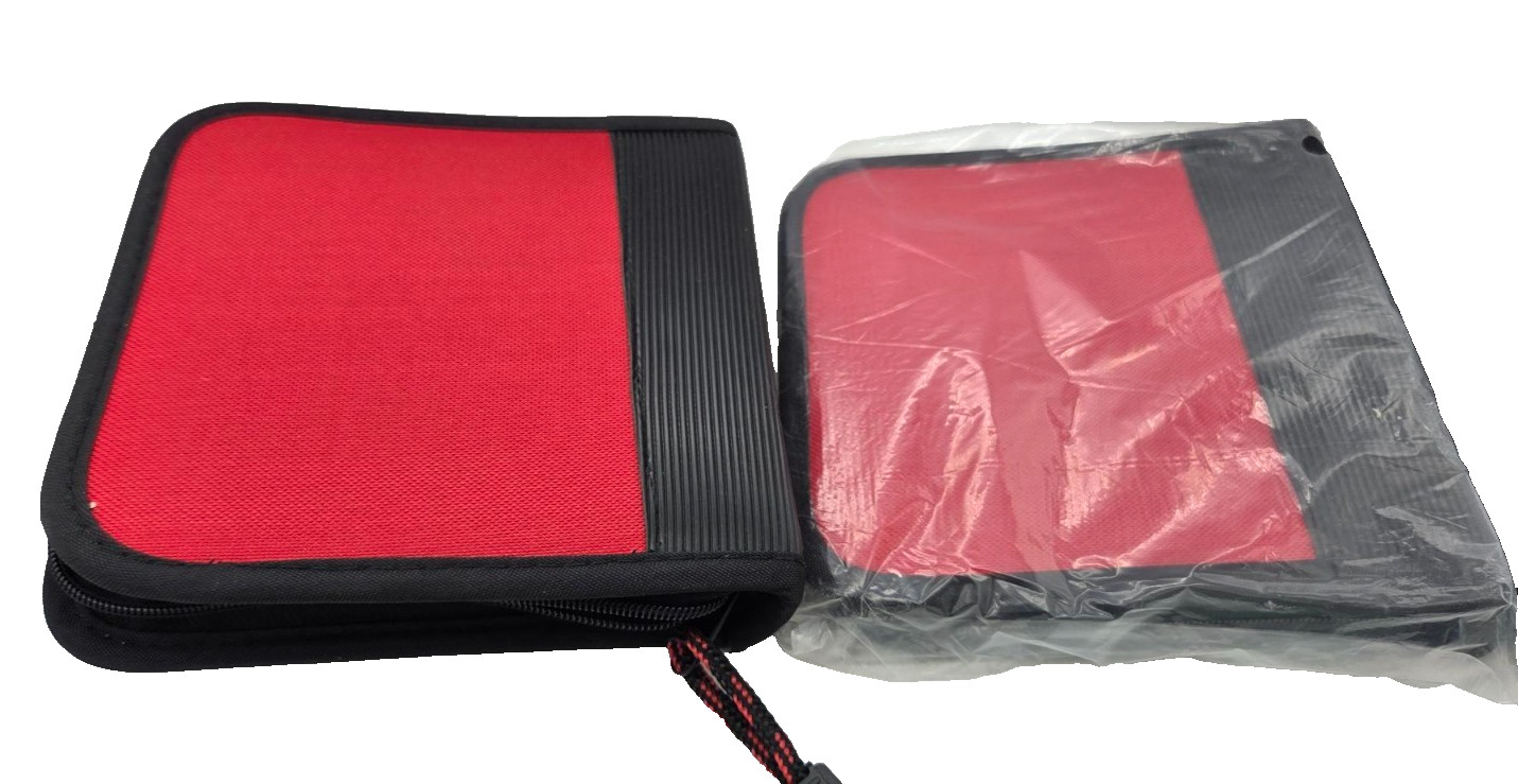 LOT OF 2, RED CD Case 24 Capacity DVD Organizer Travel Disc Storage Holder China