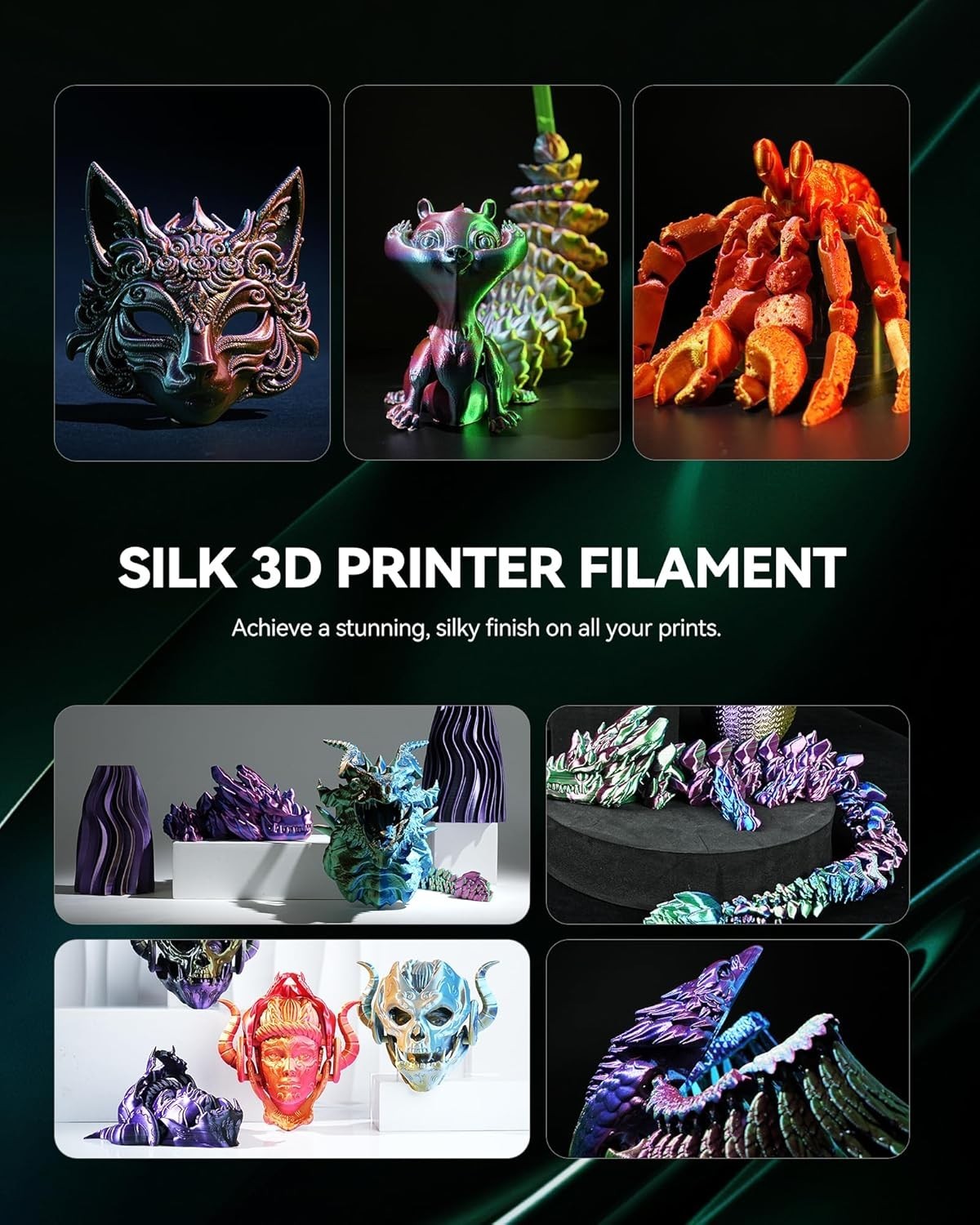SUNLU PLA 3D Printer Filament Bundle 1.75mm 4 Pack 1kg Total Vacuum Sealed