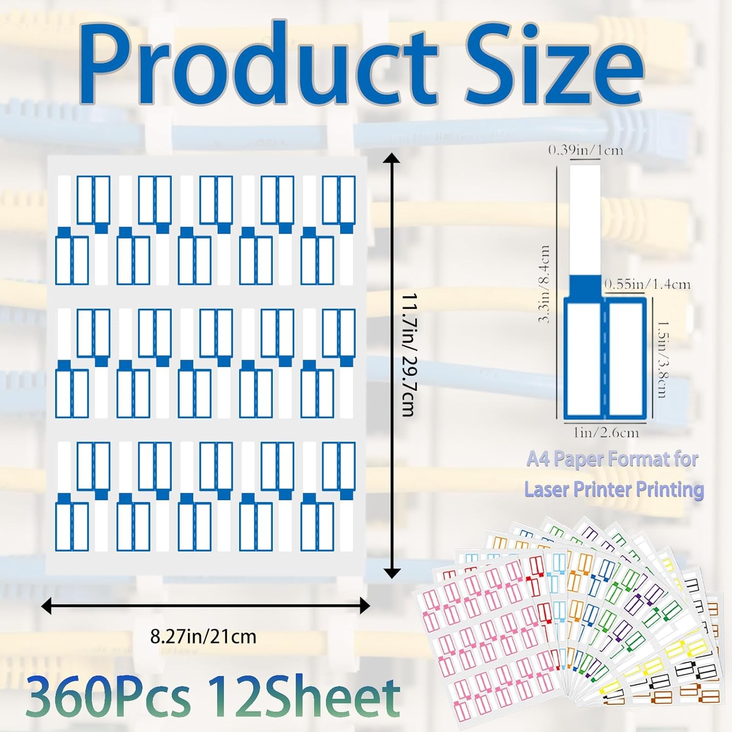 360 Pcs Waterproof Cable Labels Write On Self-adhesive Wire Tags for Cables🧾🏷️