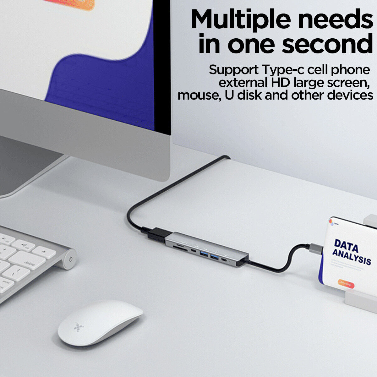7 in 1 Multiport Adapter USB SD TF Card HDMI Type C For Phone iPad MacBook