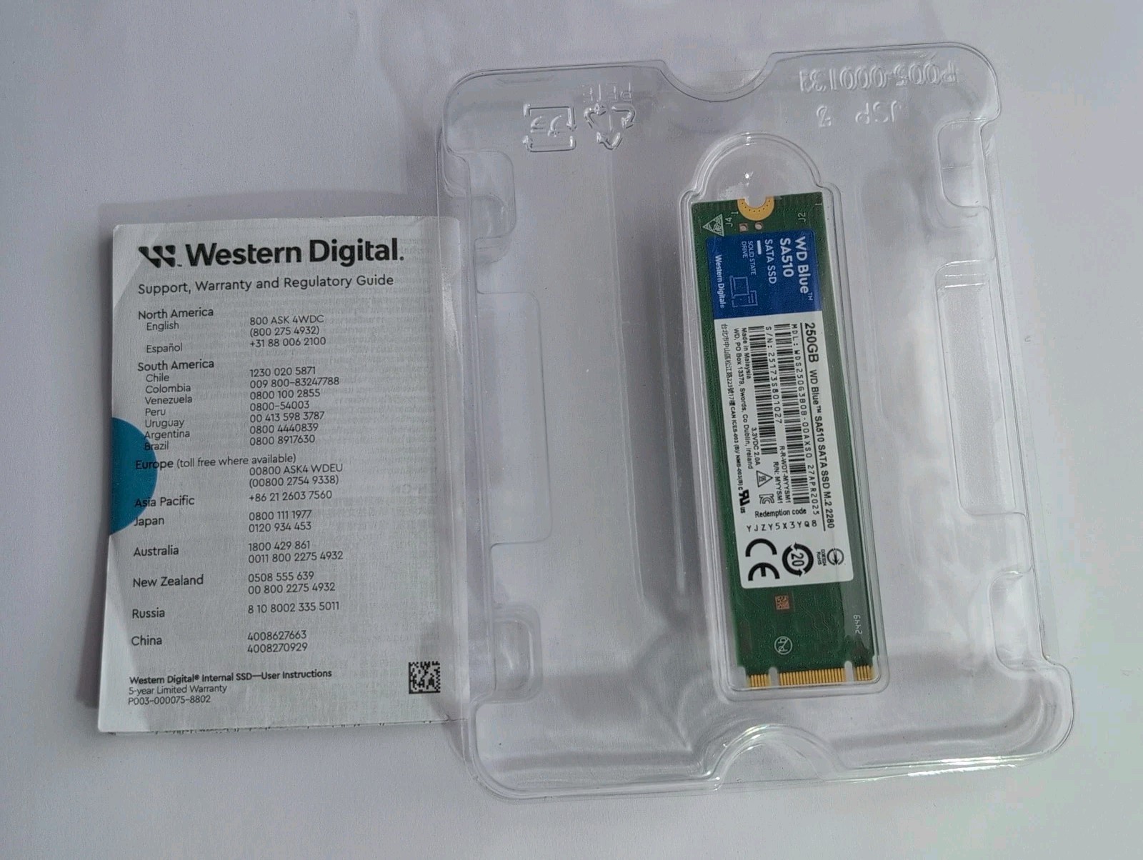 WD Blue SA510 250GB SSD (M.2, 2280, SATA III 6GB/S, 555MB/S READ, 520MB/S WRITE)
