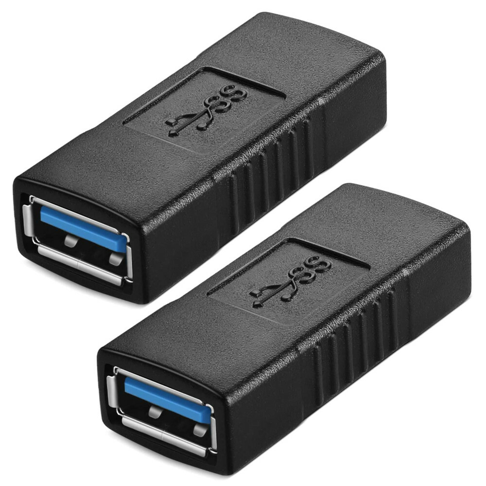 2pcs USB 3.0 Type A Female to Female Extension Connector Adapter F/F, Black