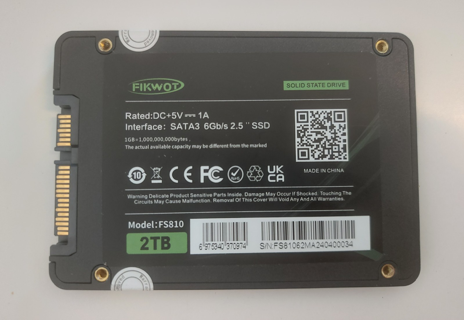 Fikwot 2.5 SATA SSD 2TB FS810 tested working almost new